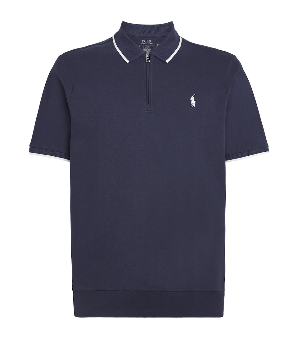 Polo Ralph Lauren Mens Stretch-Cotton Zip-Up Polo Shirt Newport