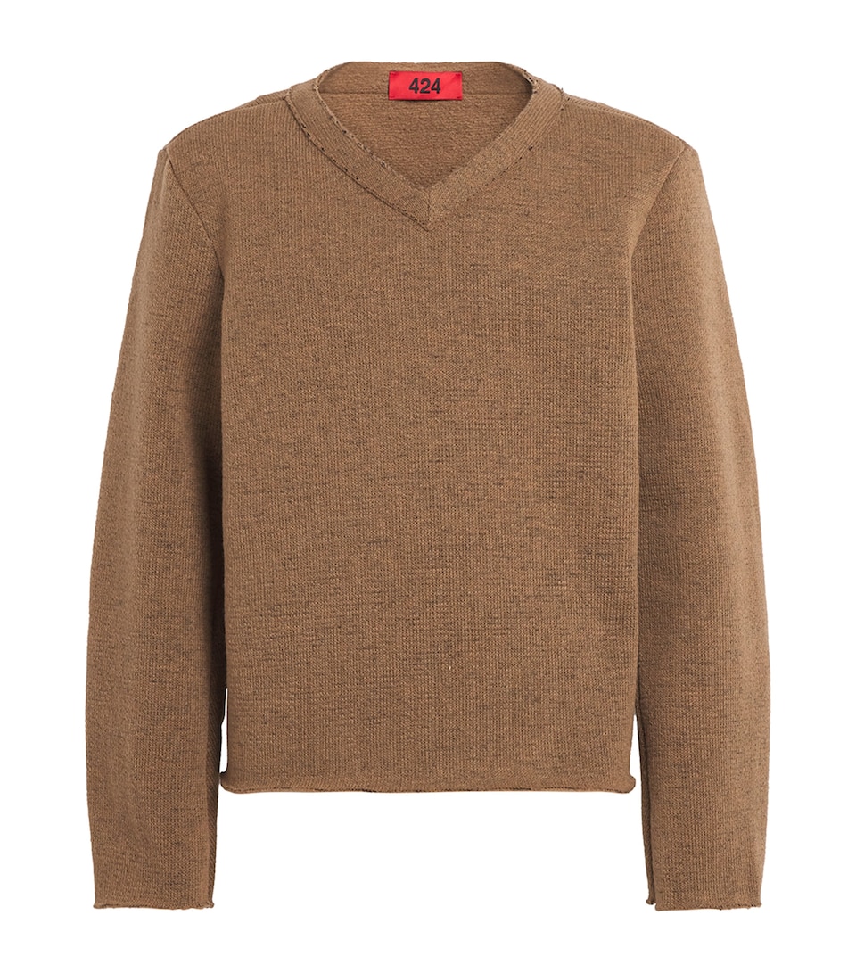 Distressed V-Neck Sweater