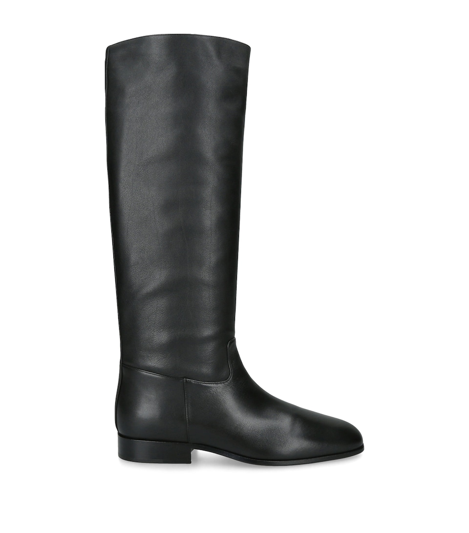 Herbert Levine Leather Rein it in Knee-High Boots Black