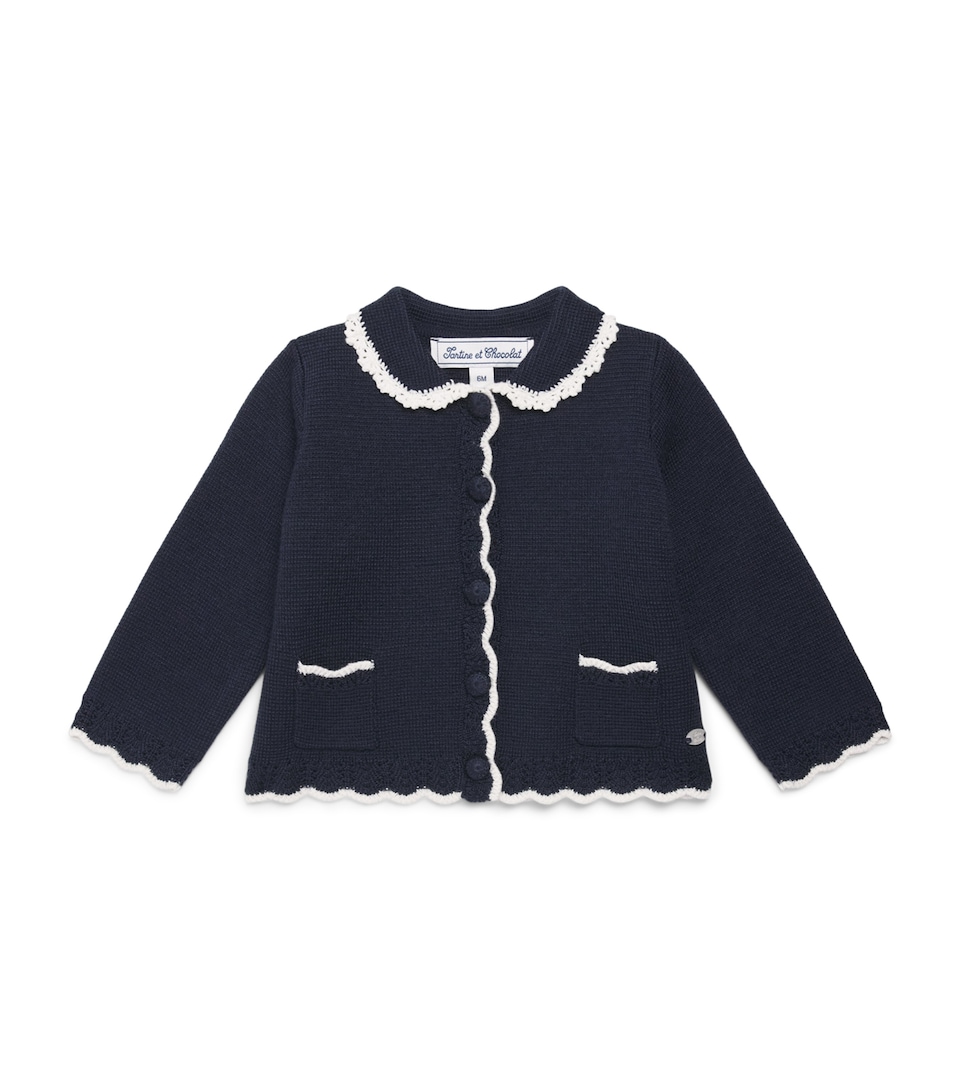 Tartine et Chocolat Wool-Blend Scalloped Cardigan (3-36 Months)