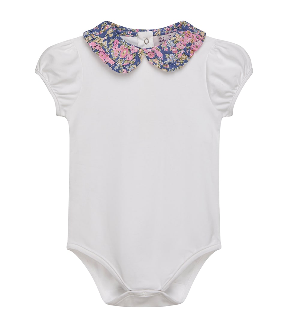 Trotters Stretch-Cotton Liberty Print Collar Bodysuit (6-24 Months) White