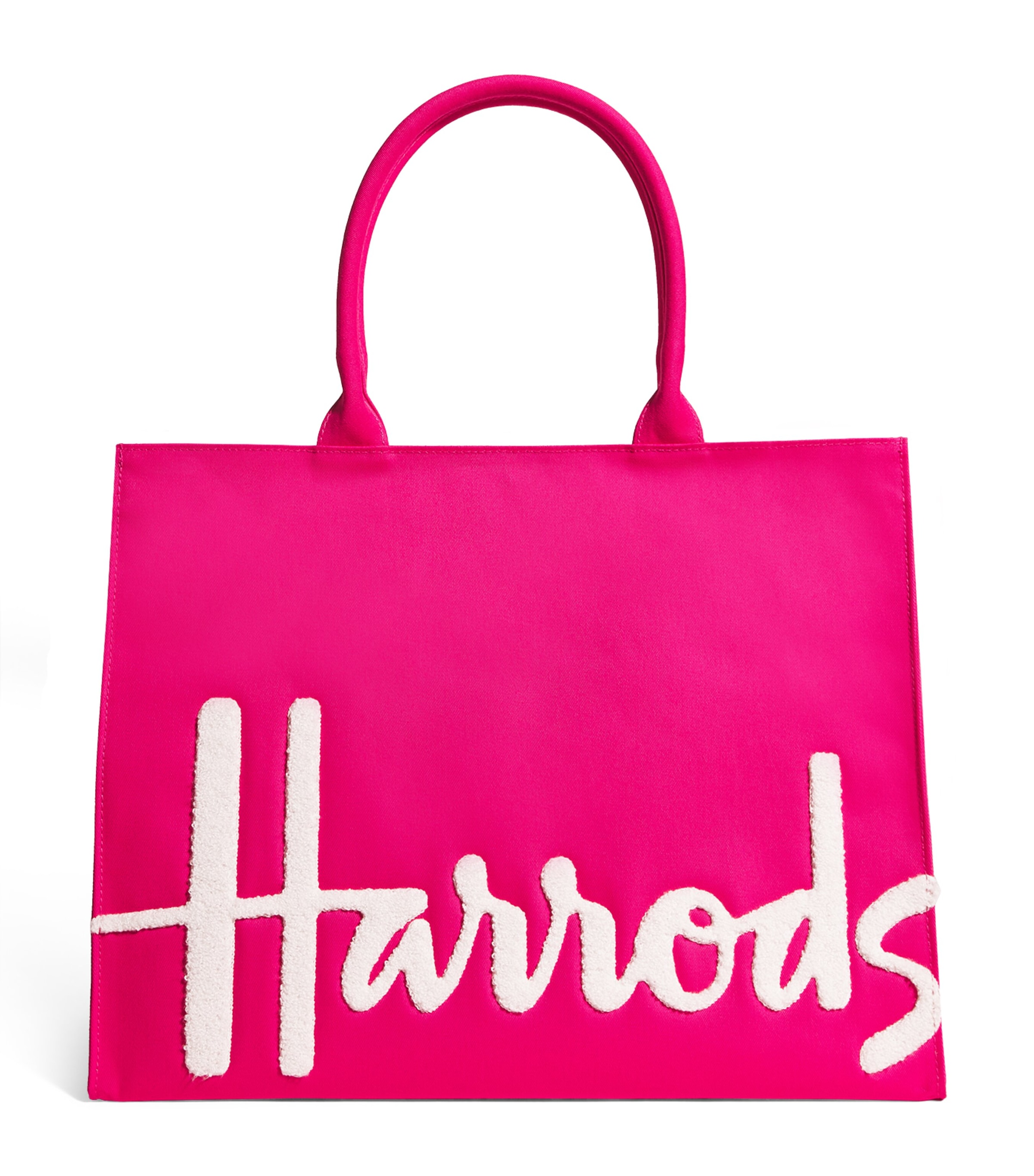 Harrods Large Cotton Logo Tote Bag Bright Pink