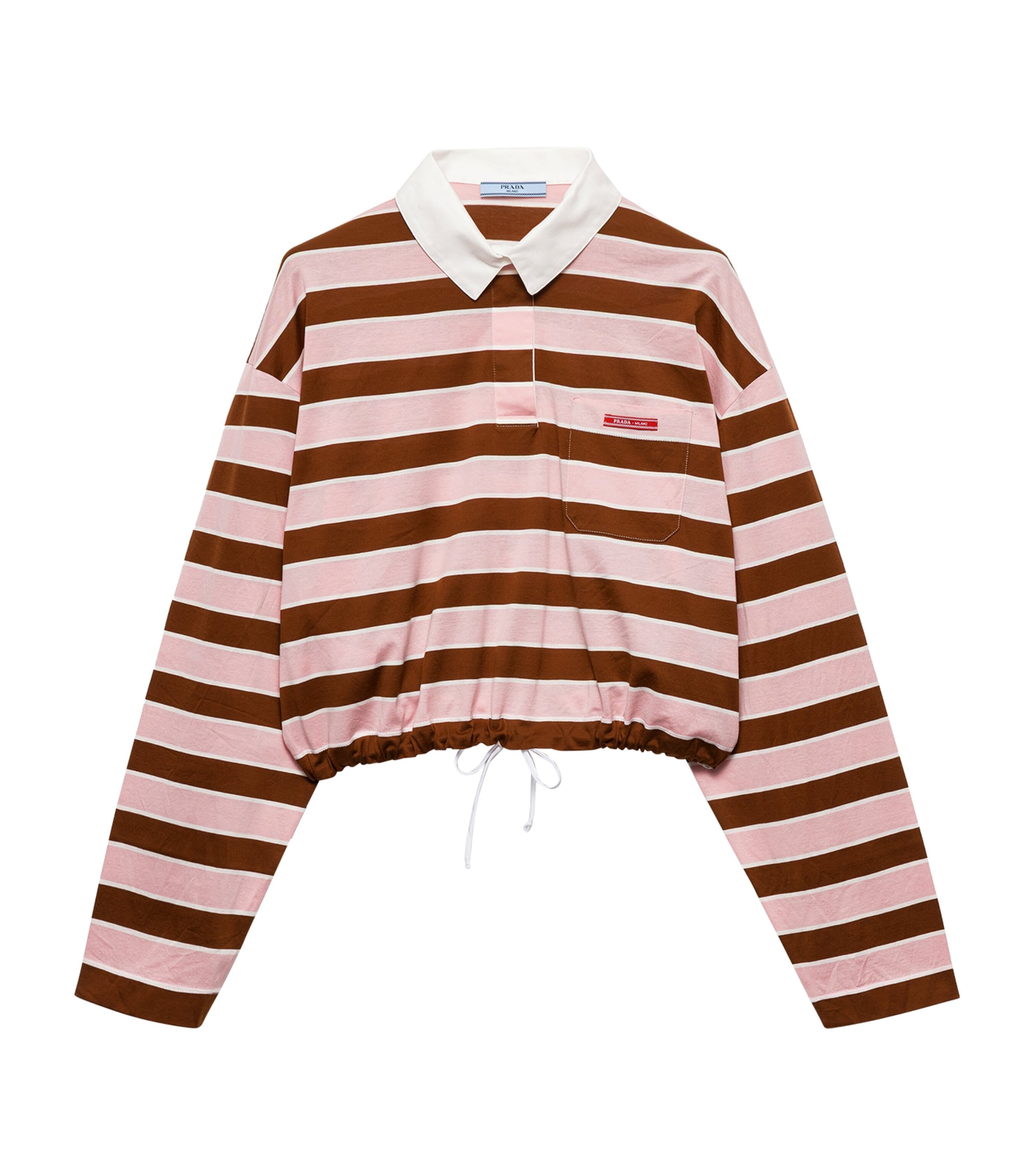 Prada Womens Cotton Stripe Lisle Polo Shirt
