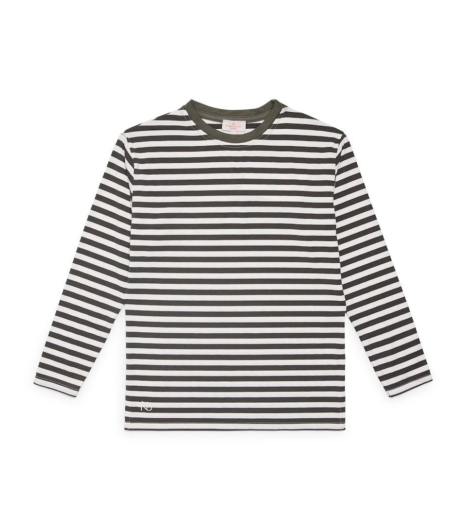 Homebody Kids Modal Stripe Long-Sleeve Pyjama Top 8-16 Years) Charred Green Stripe