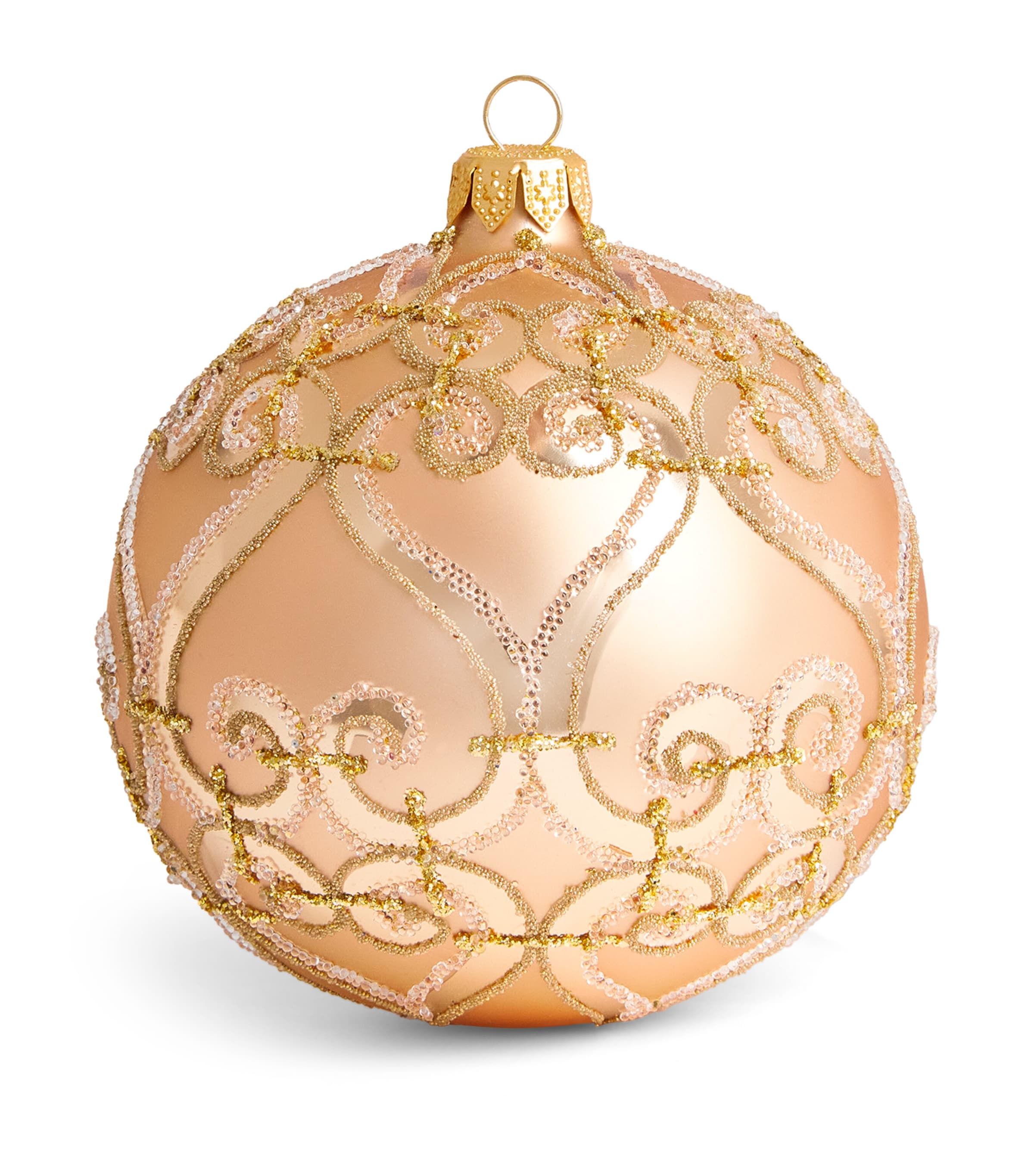 Harrods Glass Bead-Embellished Swirl Bauble Gold