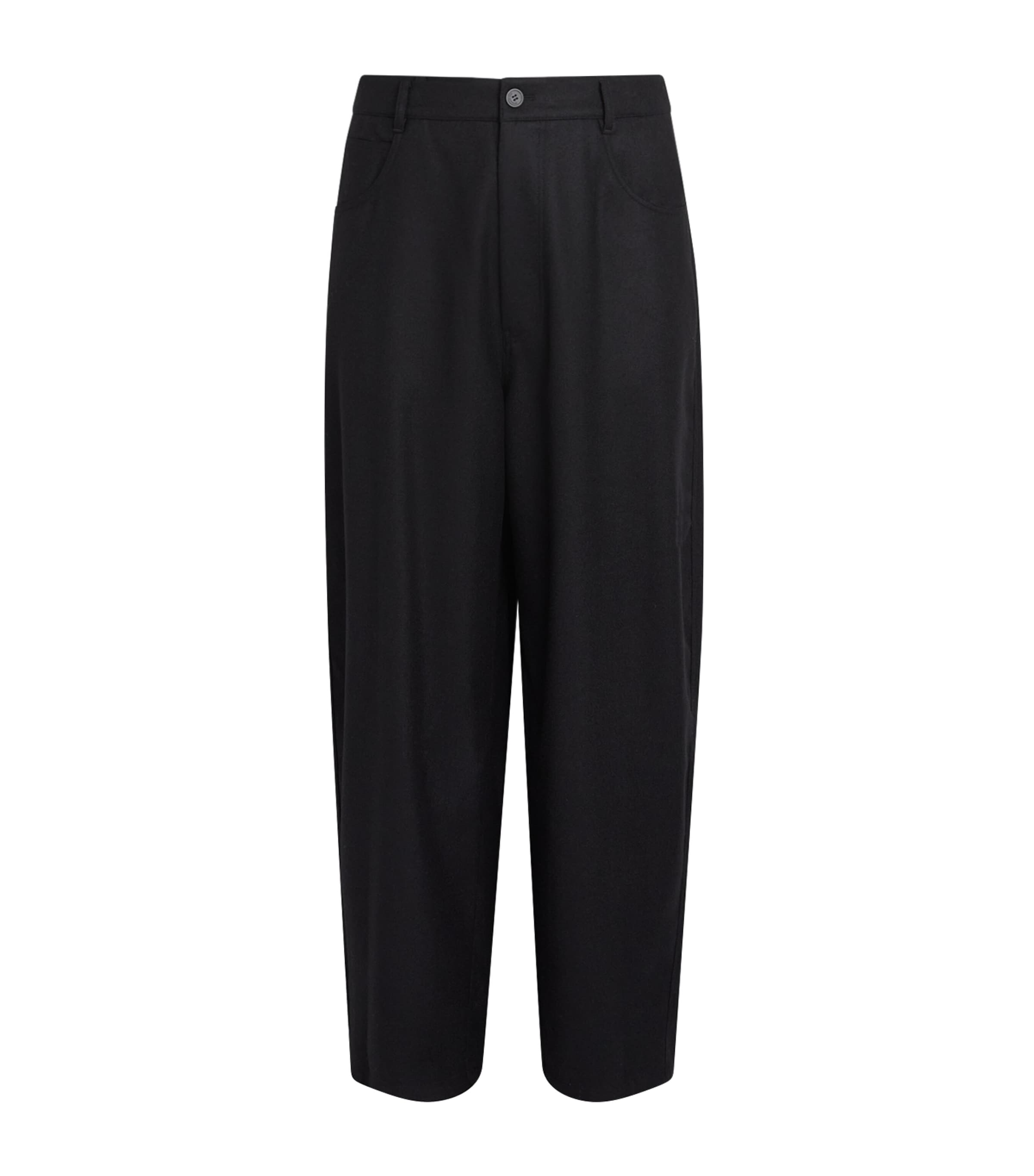 Le 17 Septembre Mens Wool Barrel-Leg Trousers Black