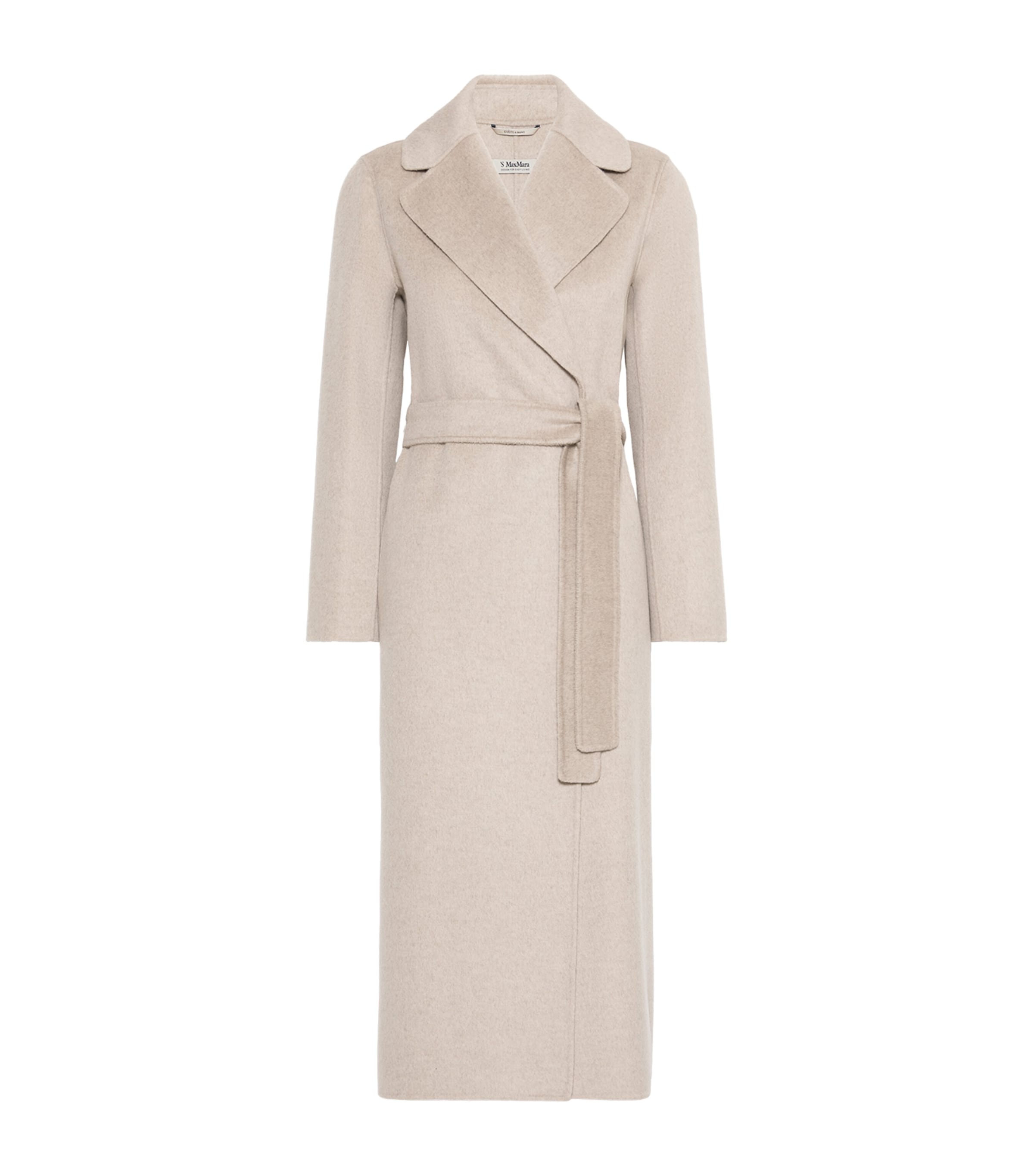 Max Mara Womens Virgin Wool-Cashmere Belted Coat Beige