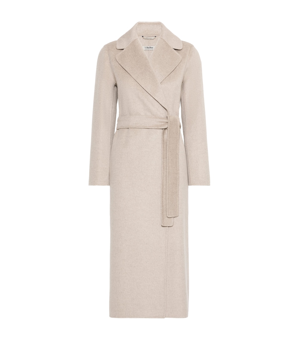 Max Mara Womens Virgin Wool-Cashmere Belted Coat Beige
