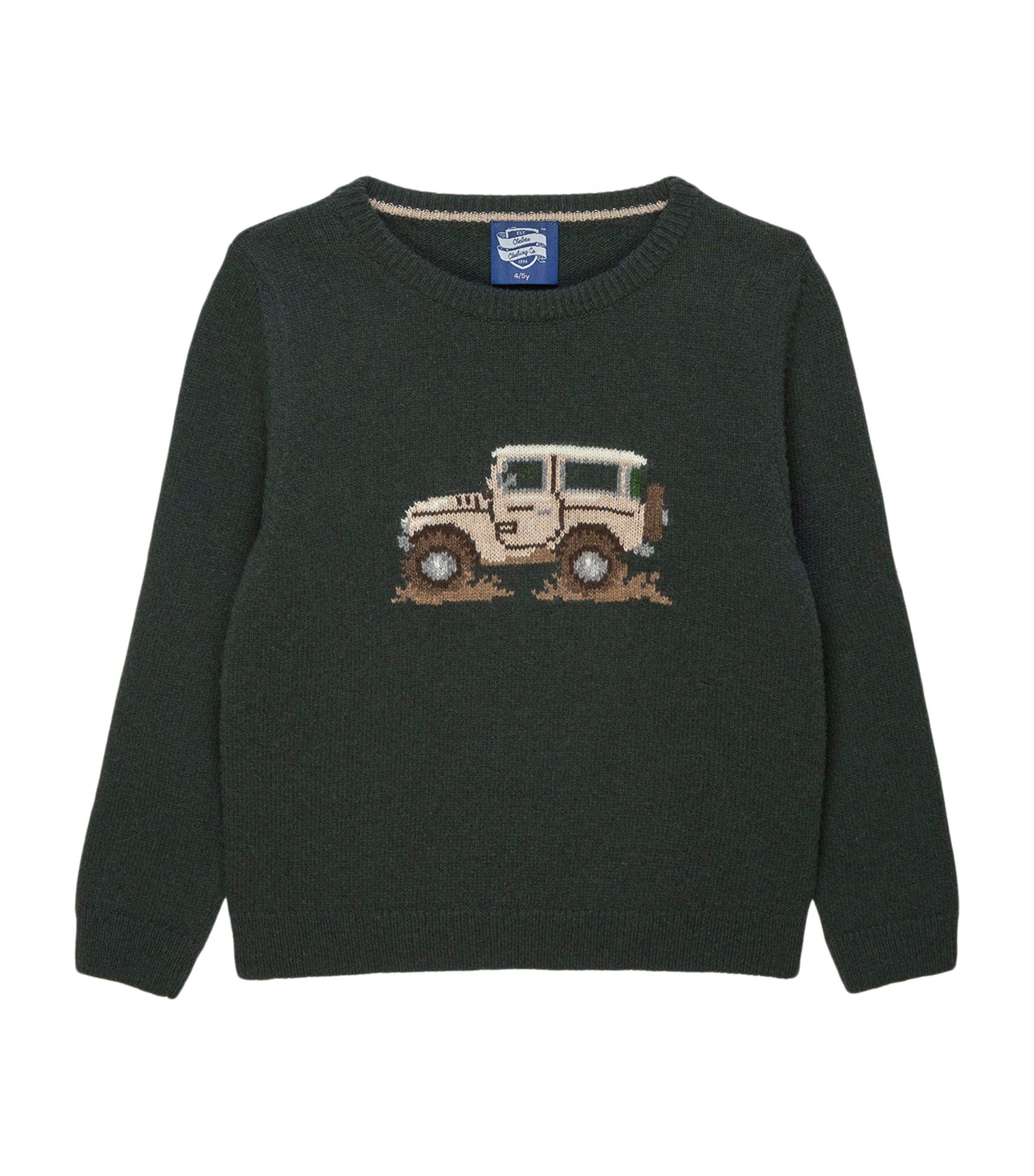 Trotters Wool-Blend Jeep Sweater (6-11 Years) Green