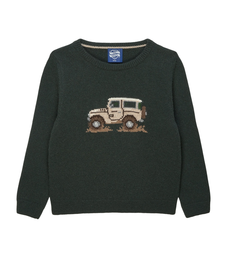 Trotters Wool-Blend Jeep Sweater (6-11 Years) Green