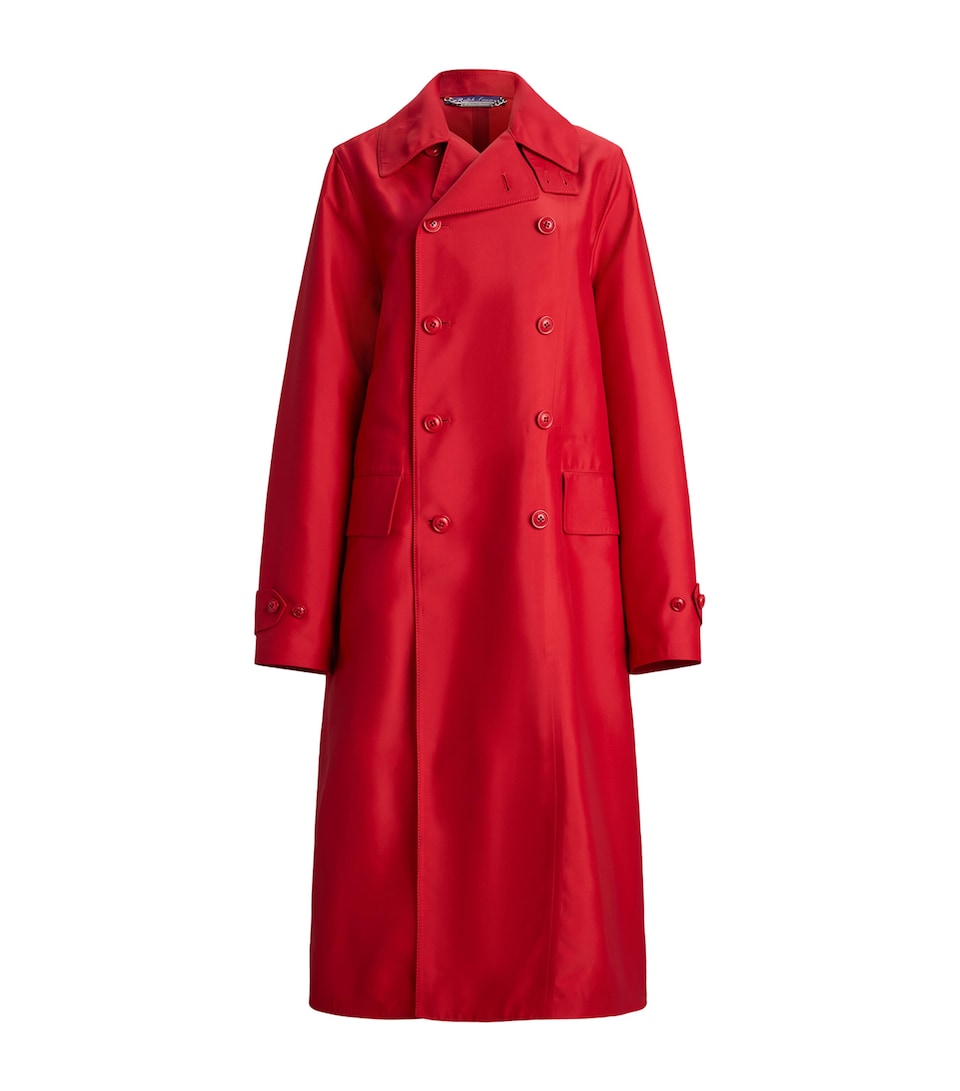 Ralph Lauren Womens Silk-Blend Raquel Trench Coat Bright Red