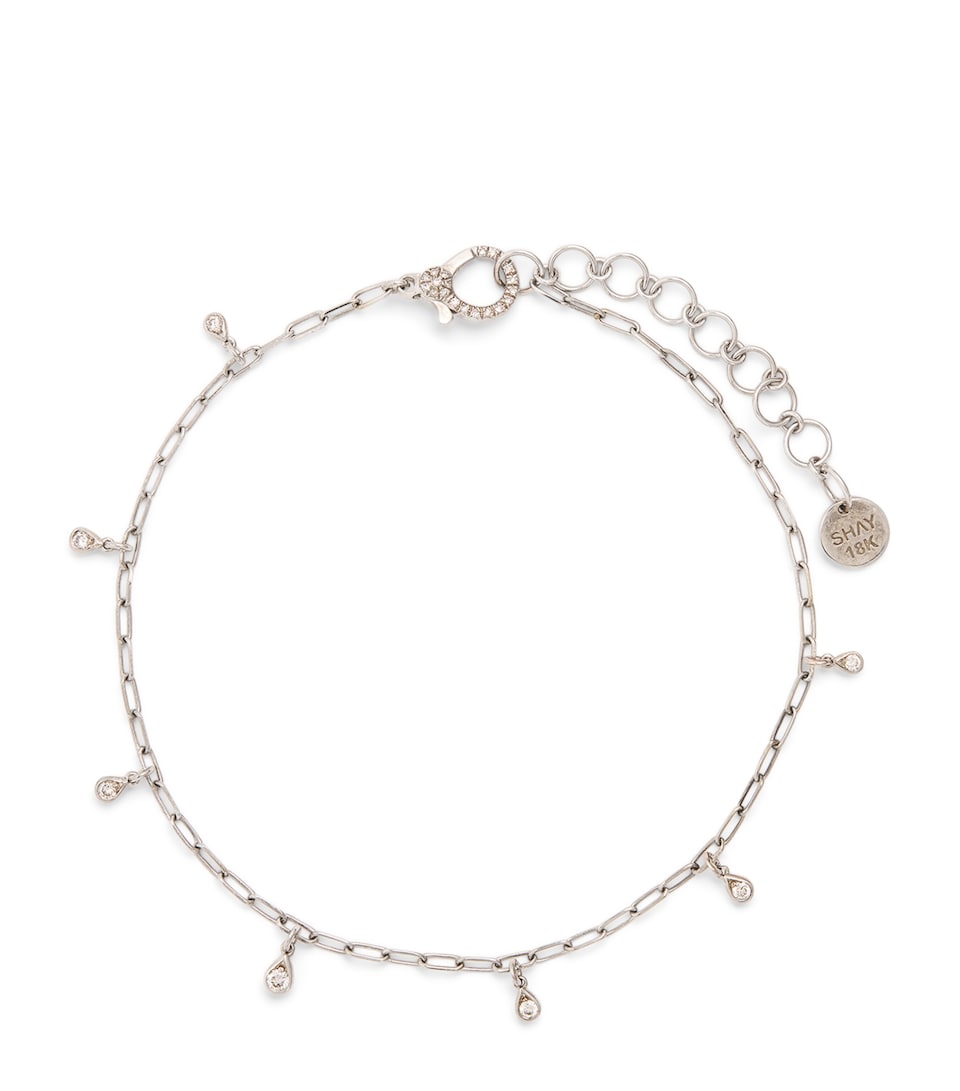 White Gold and Diamond Boho Anklet