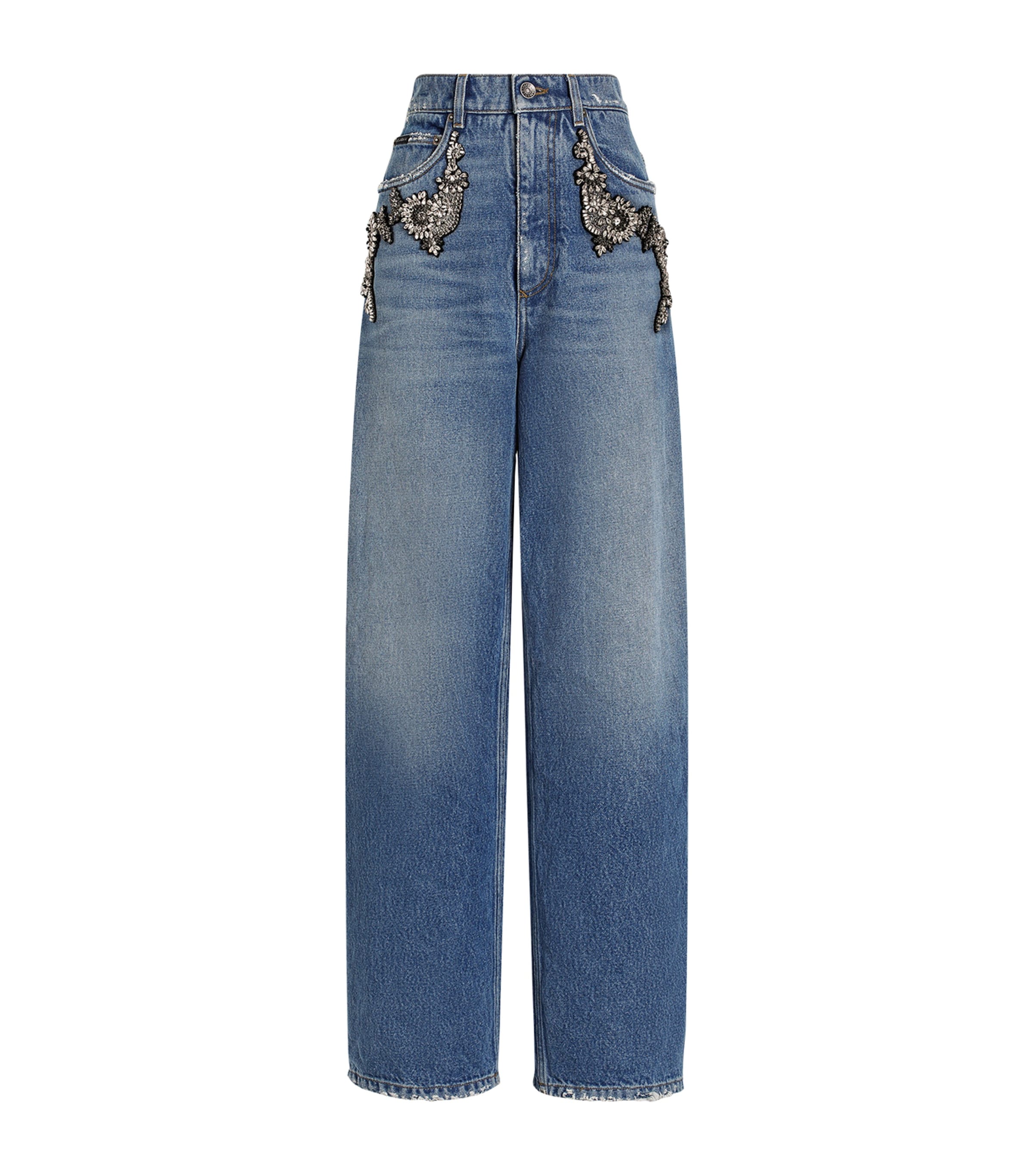 Embellished Wide-Leg Trousers