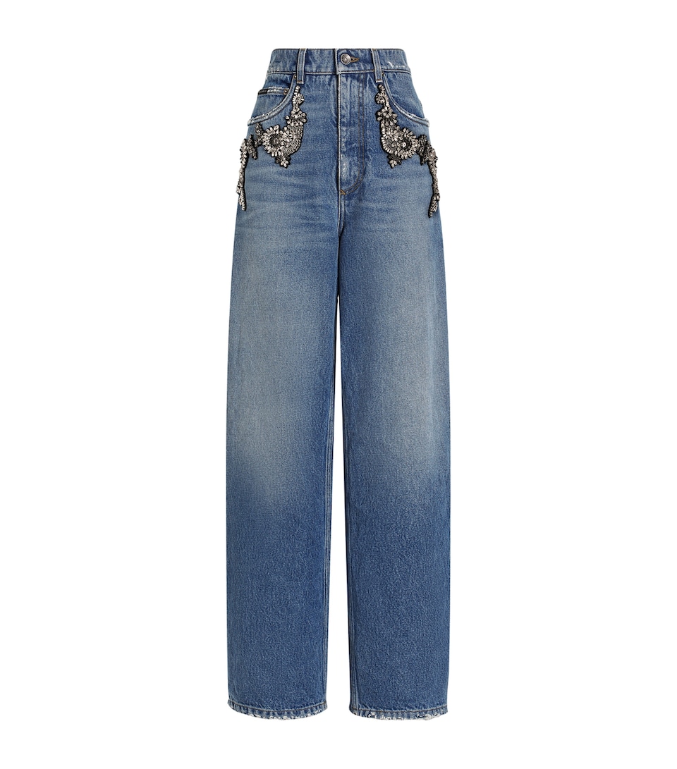 Embellished Wide-Leg Trousers