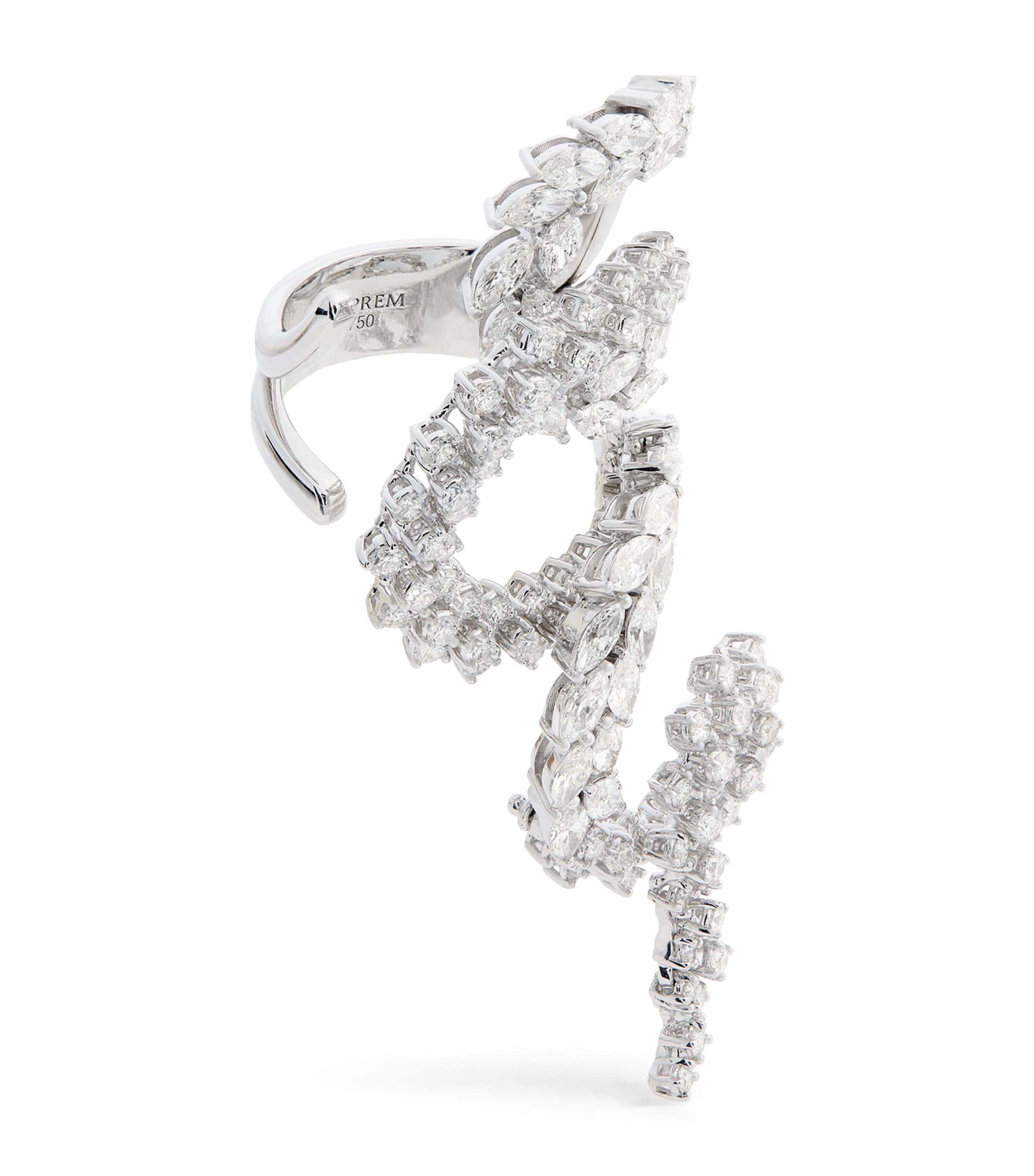 White Gold and Diamond Y-Not Ring (Size 54)