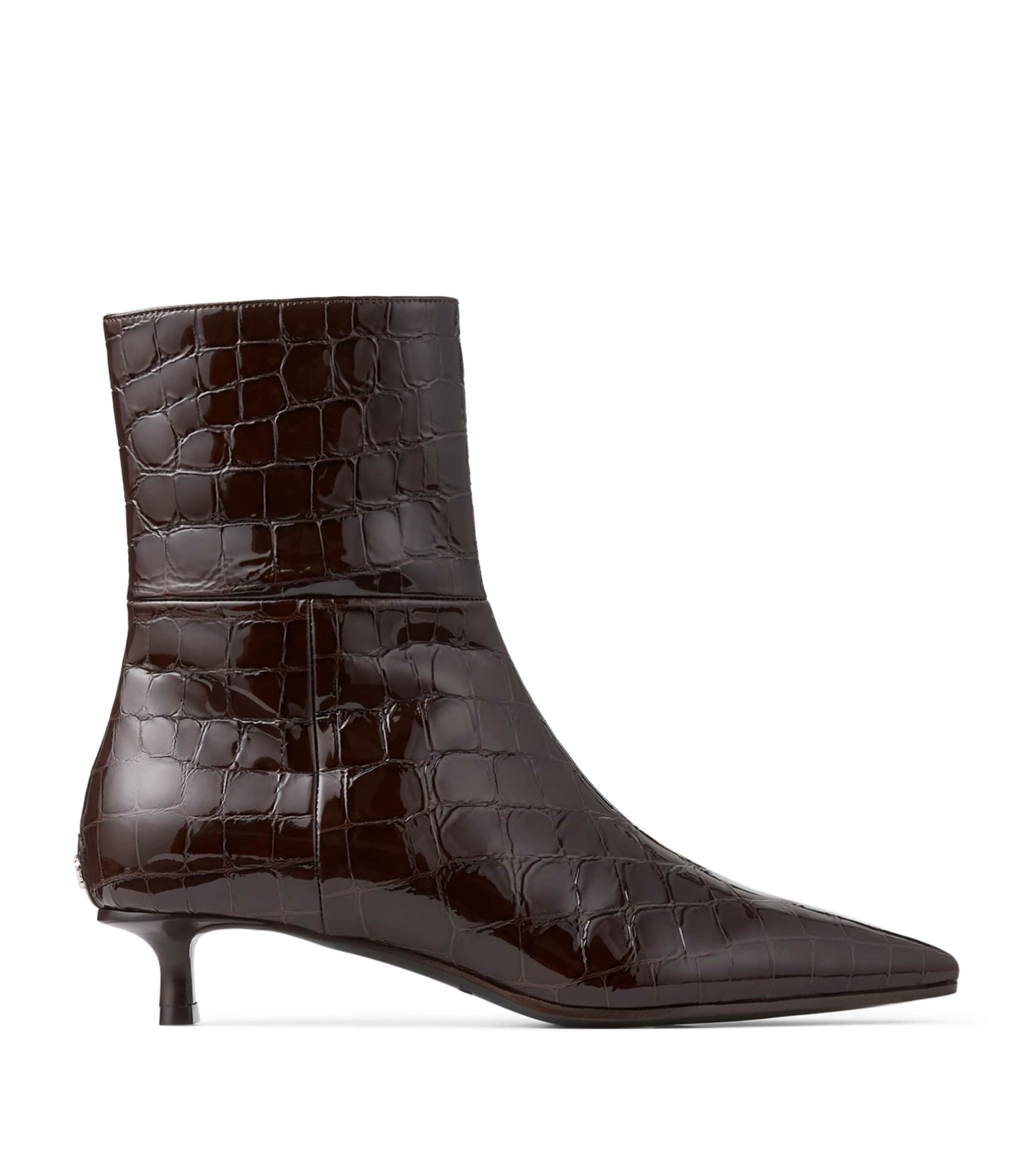 Jimmy Choo Lory 35 Croc-Embossed Leather Ankle Boots Sambuco