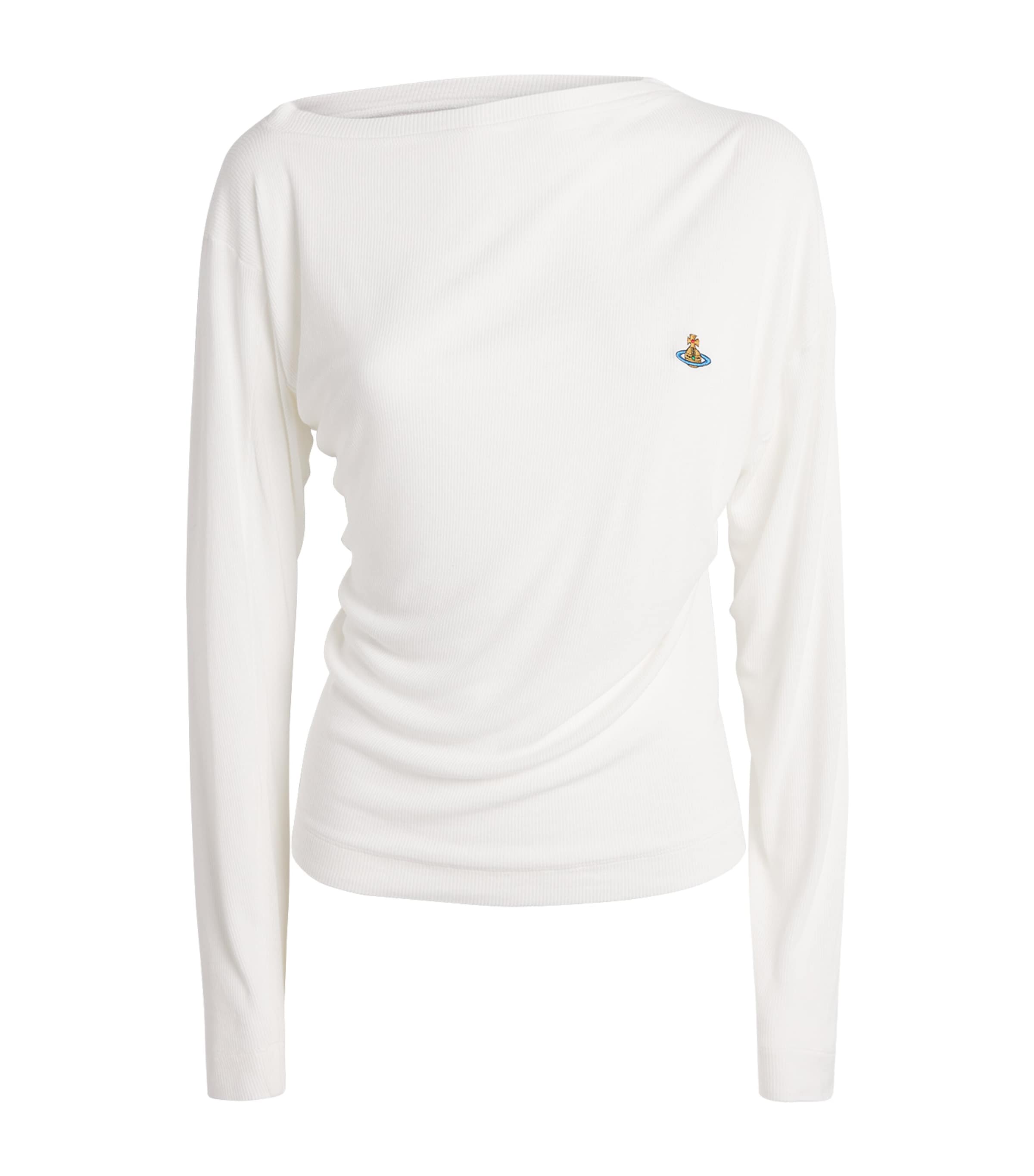 Vivienne Westwood Womens Asymmetric Hebo Long-Sleeve T-Shirt White