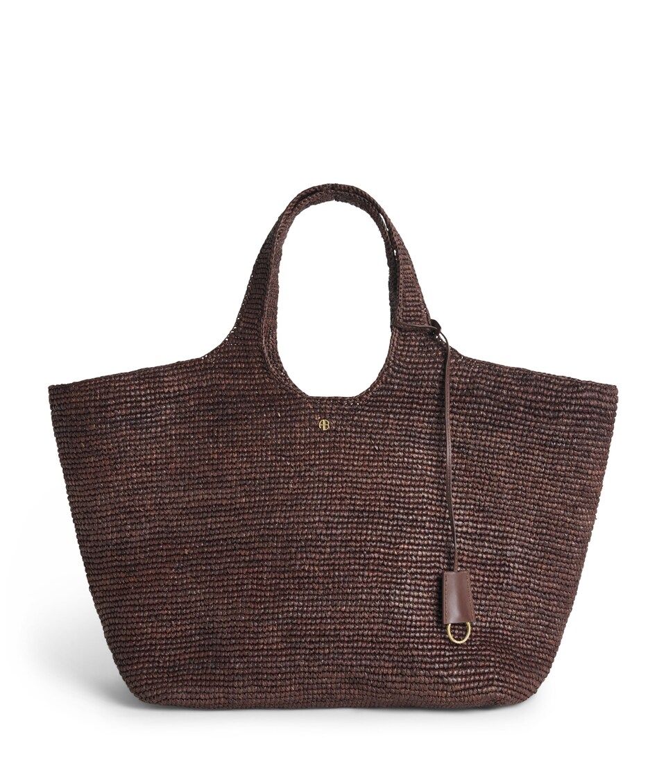 ANINE BING Raffia Lili Tote Bag Dark Brown
