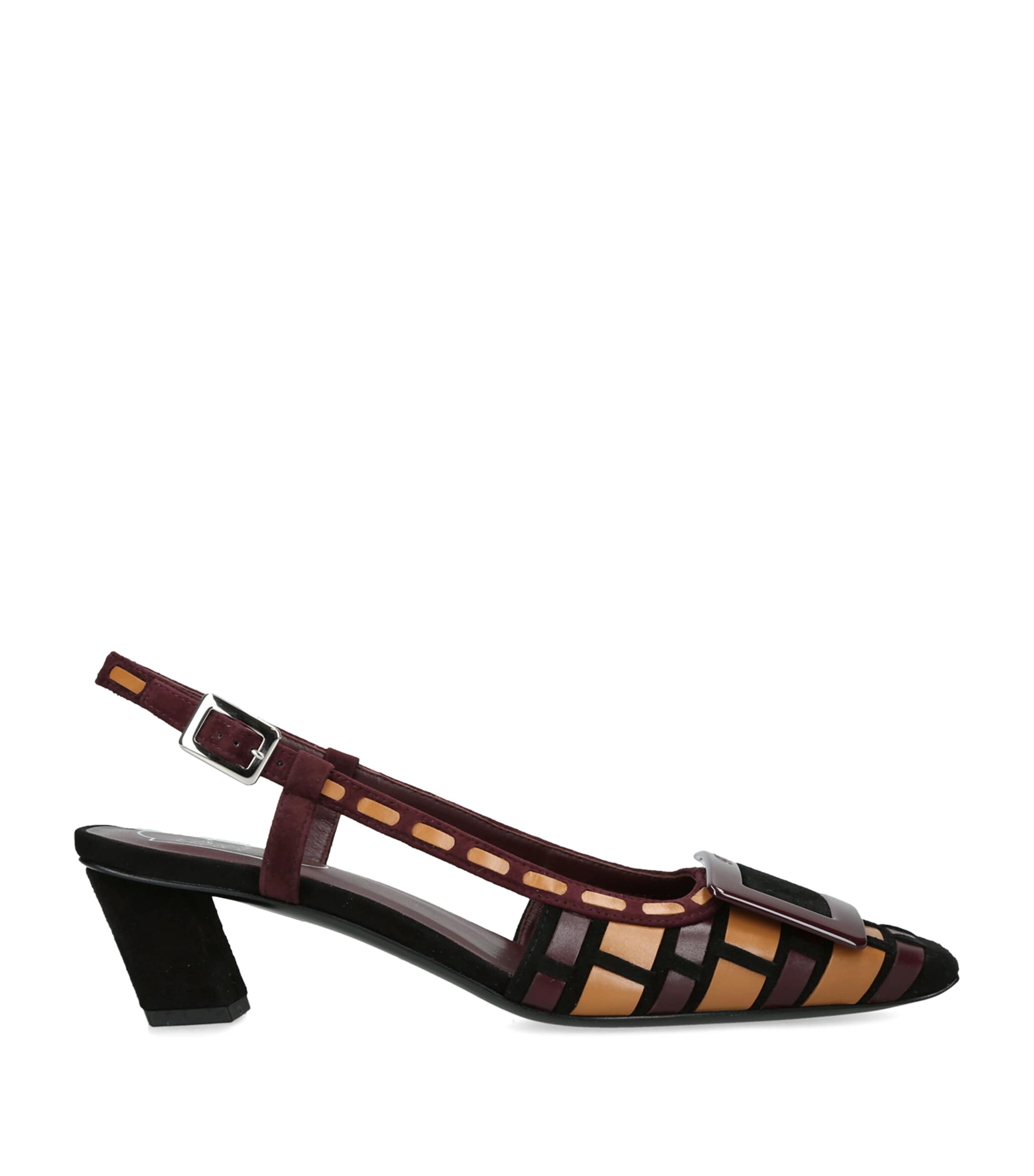 Roger Vivier Suede Belle Vivier Slingback Pumps 45 Black/comb