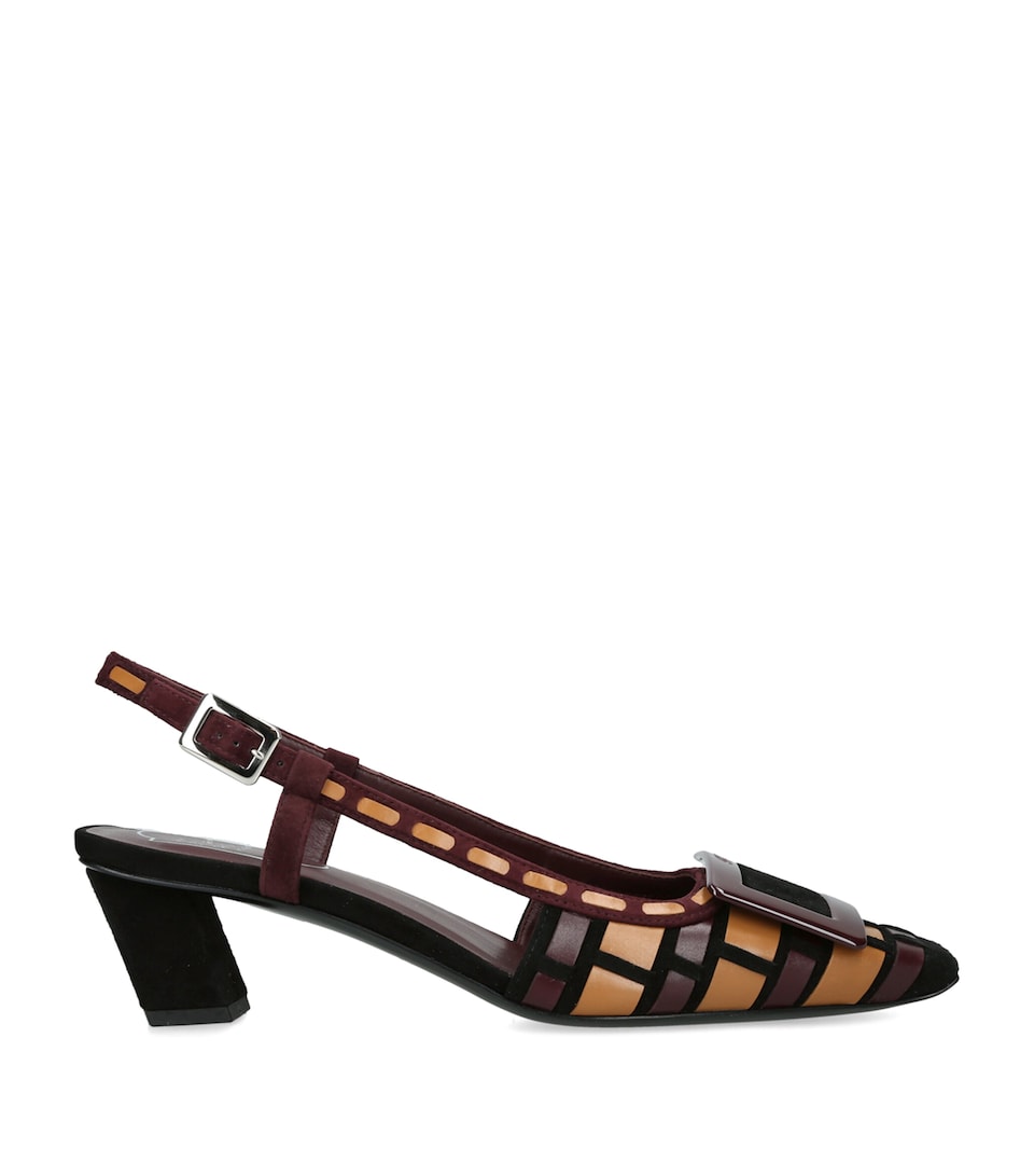 Roger Vivier Suede Belle Vivier Slingback Pumps 45 Black/comb