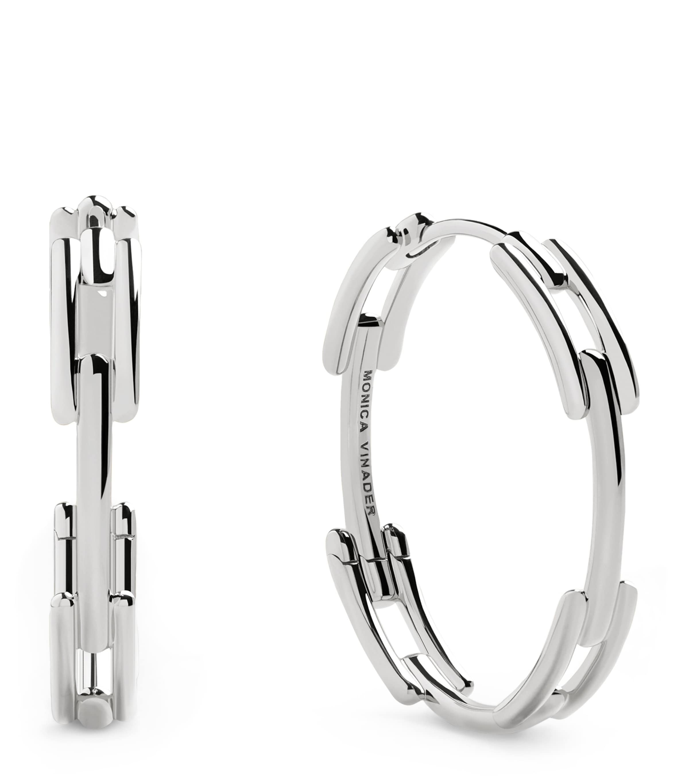 Sterling Silver Signature Link Hoop Earrings