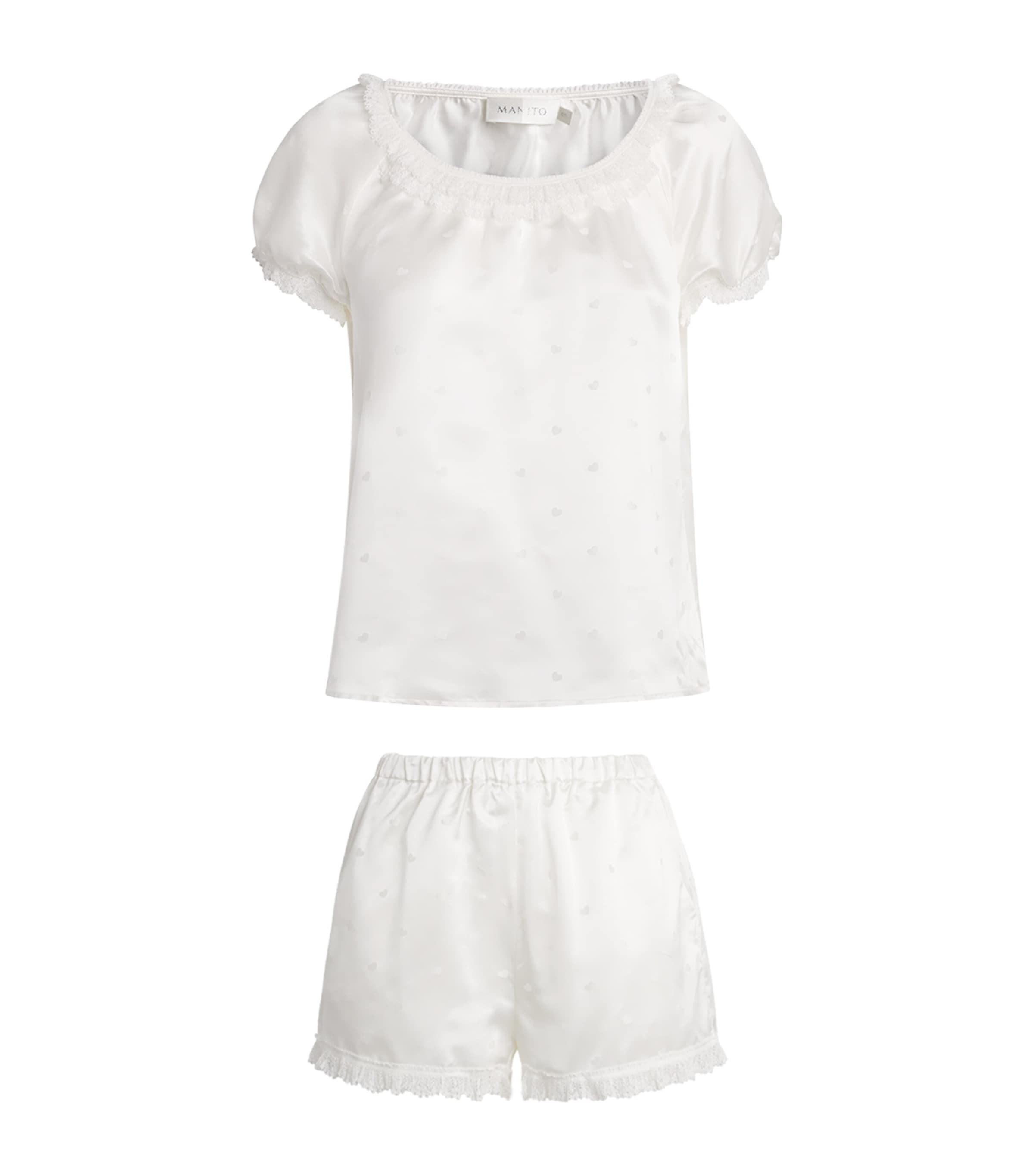 MANITO Womens Silk Sweetie Short Pyjama Set White