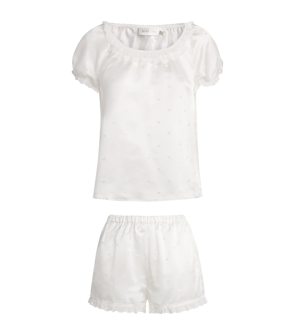 MANITO Womens Silk Sweetie Short Pyjama Set White