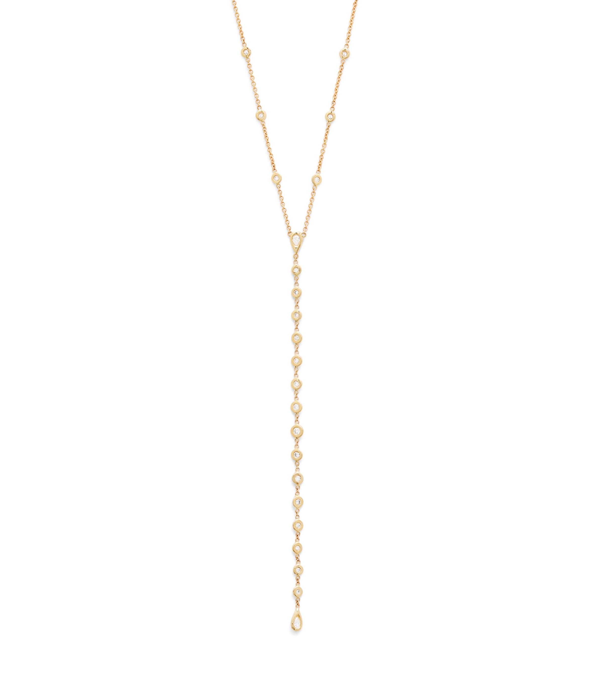 Yellow Gold and Diamond Teardrop Y Necklace