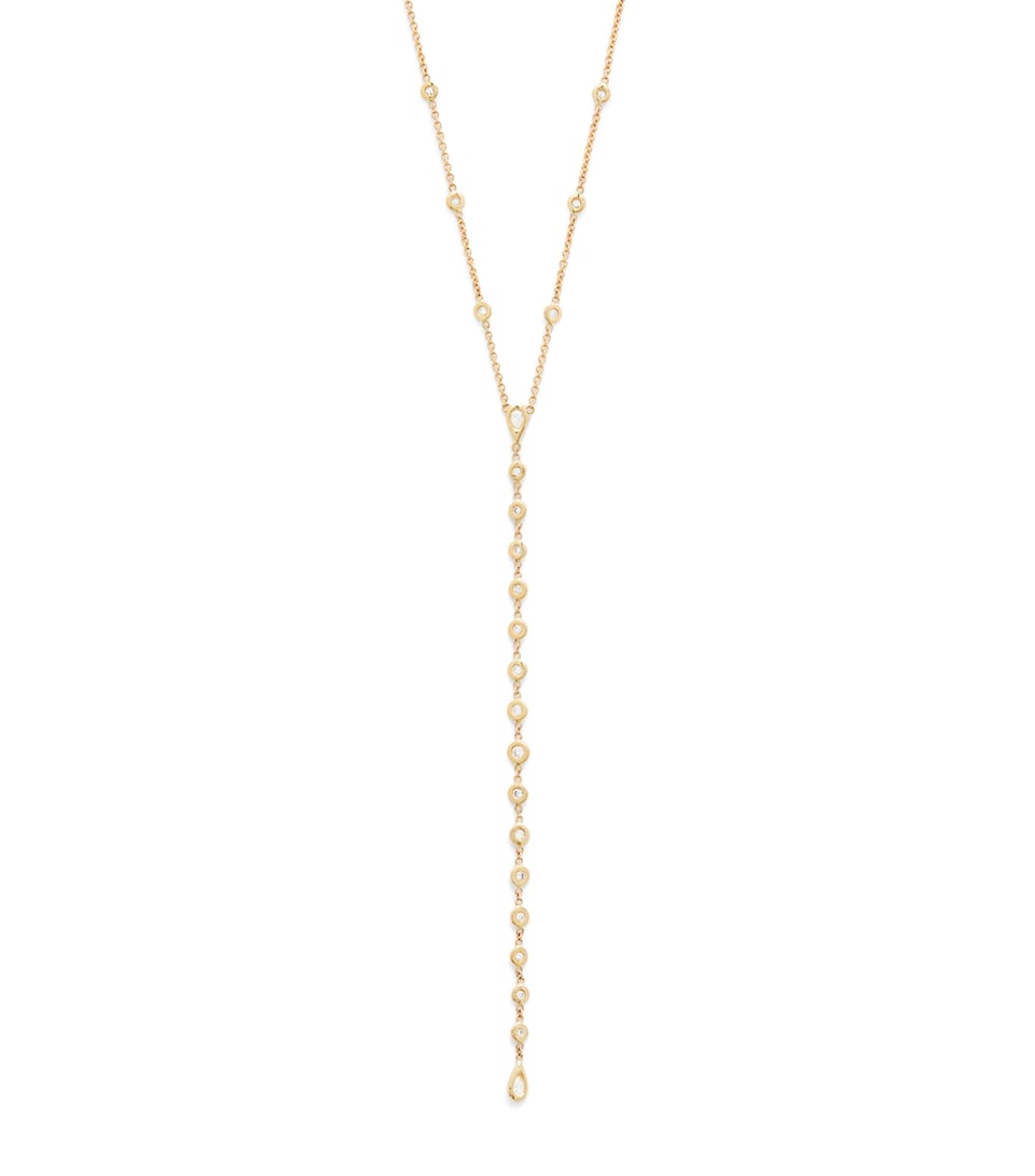 Jacquie Aiche Yellow Gold and Diamond Teardrop Y Necklace Yellow Gold
