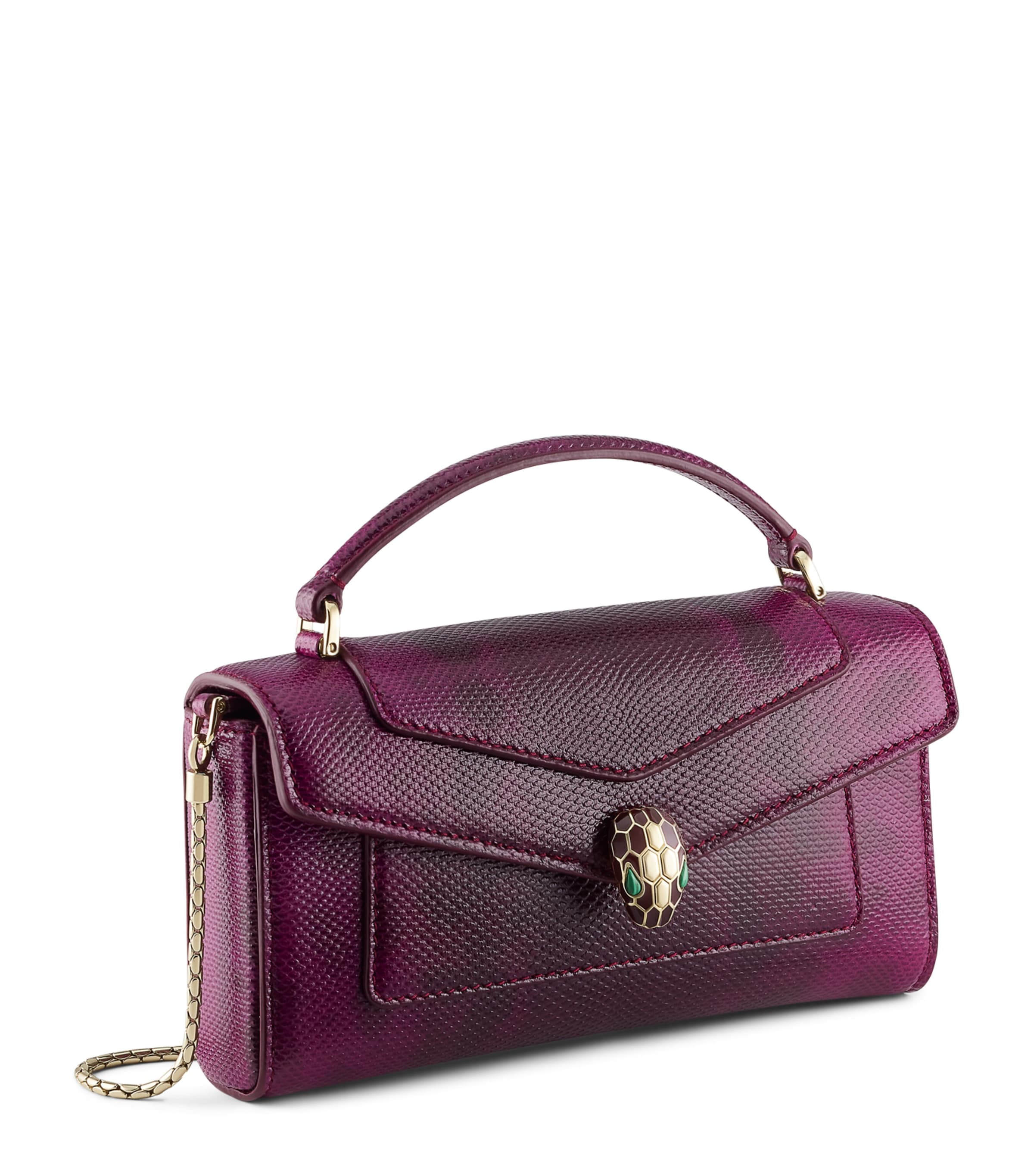 Bvlgari Karang Leather Serpenti Forever Chain Wallet Purple