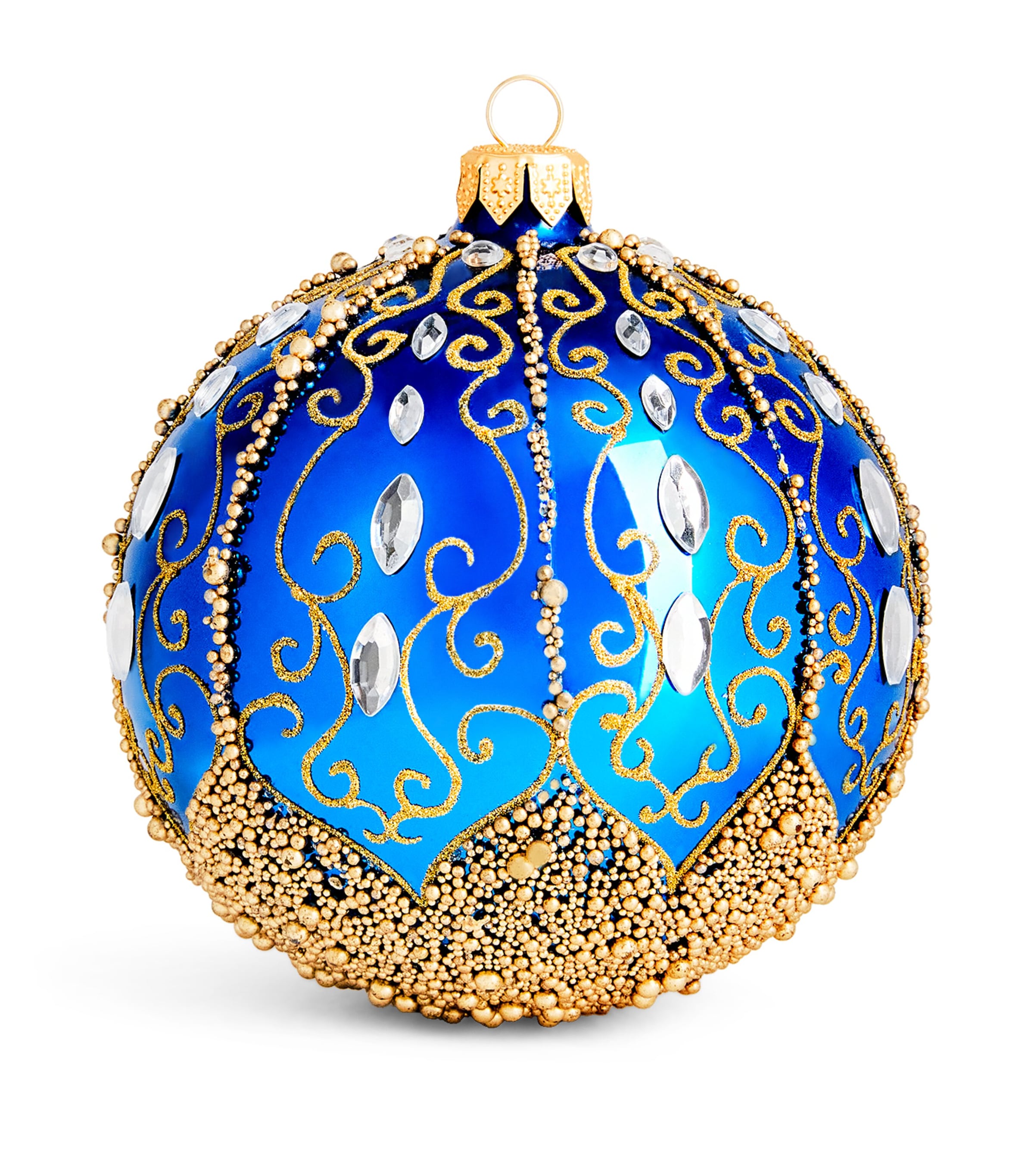 Harrods Glitter Swirl Bauble Blue