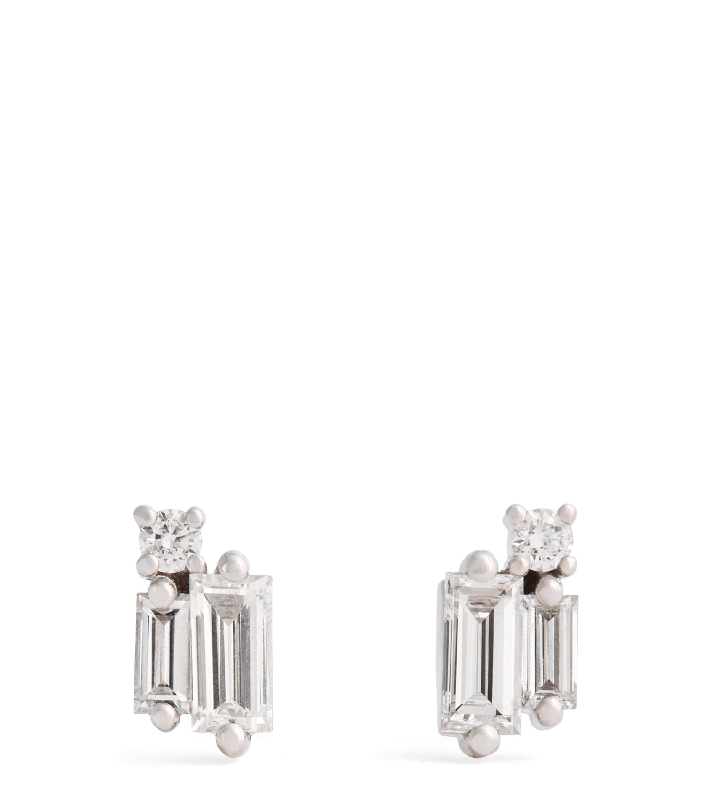 White Gold and Diamond Bold Burst Stud Earrings