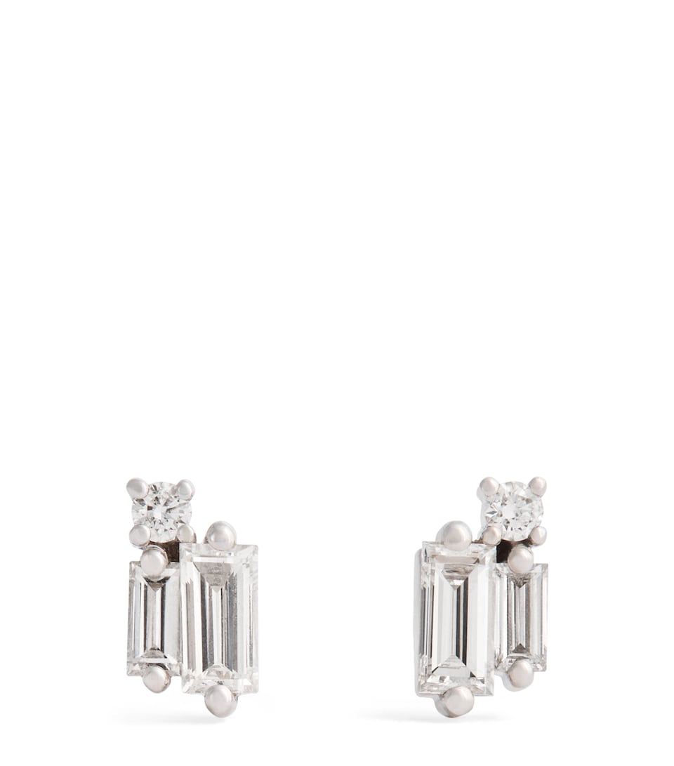 Suzanne Kalan White Gold and Diamond Bold Burst Stud Earrings Wg/wd