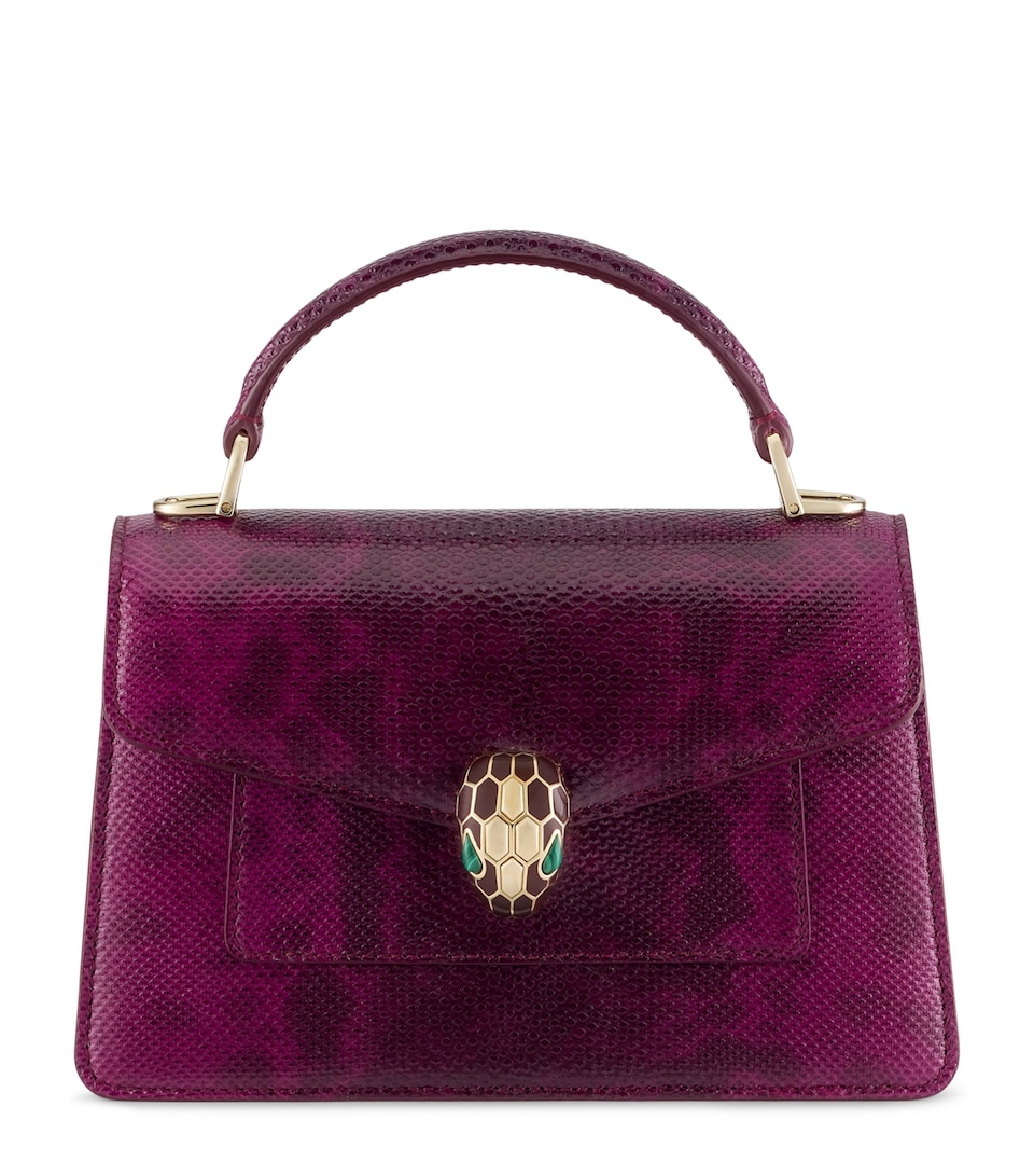 Bvlgari Karung Leather Serpenti Forever Top-Handle Bag Purple