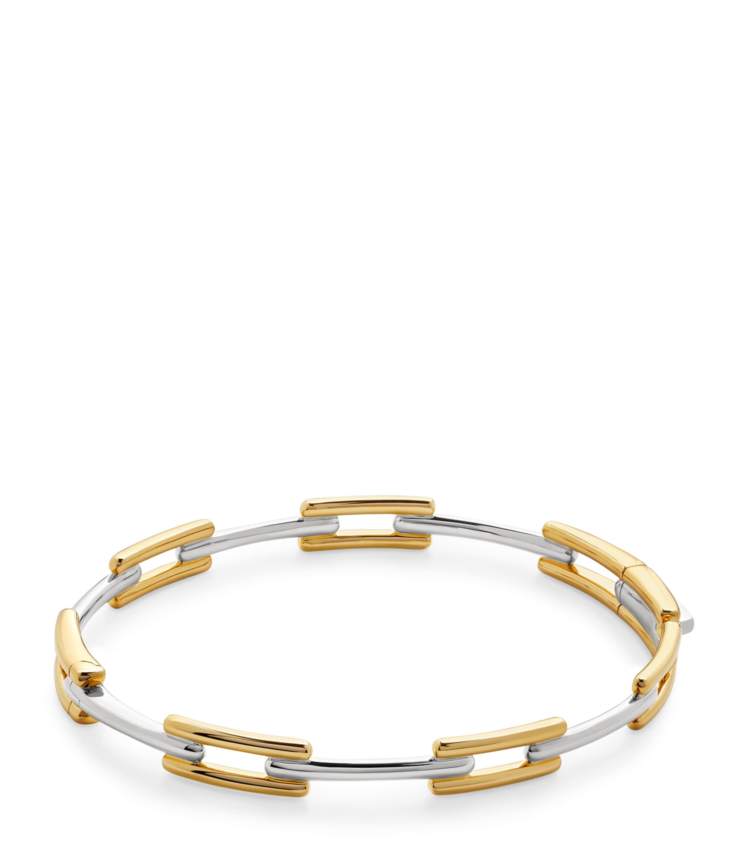 Monica Vinader Gold Vermeil and Sterling Silver Signature Link Slim Bangle Gold/silver