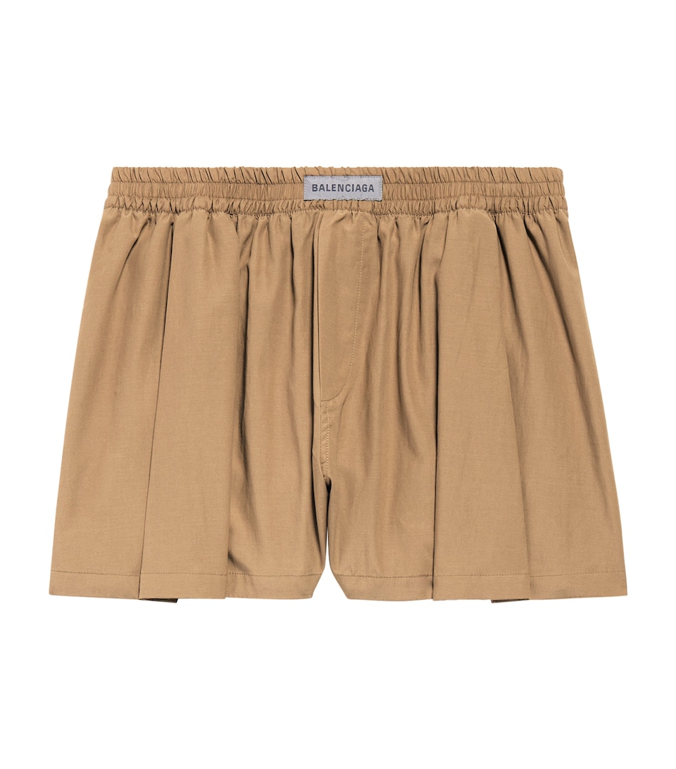 Balenciaga Womens Wool-Blend Boxer-Style Shorts