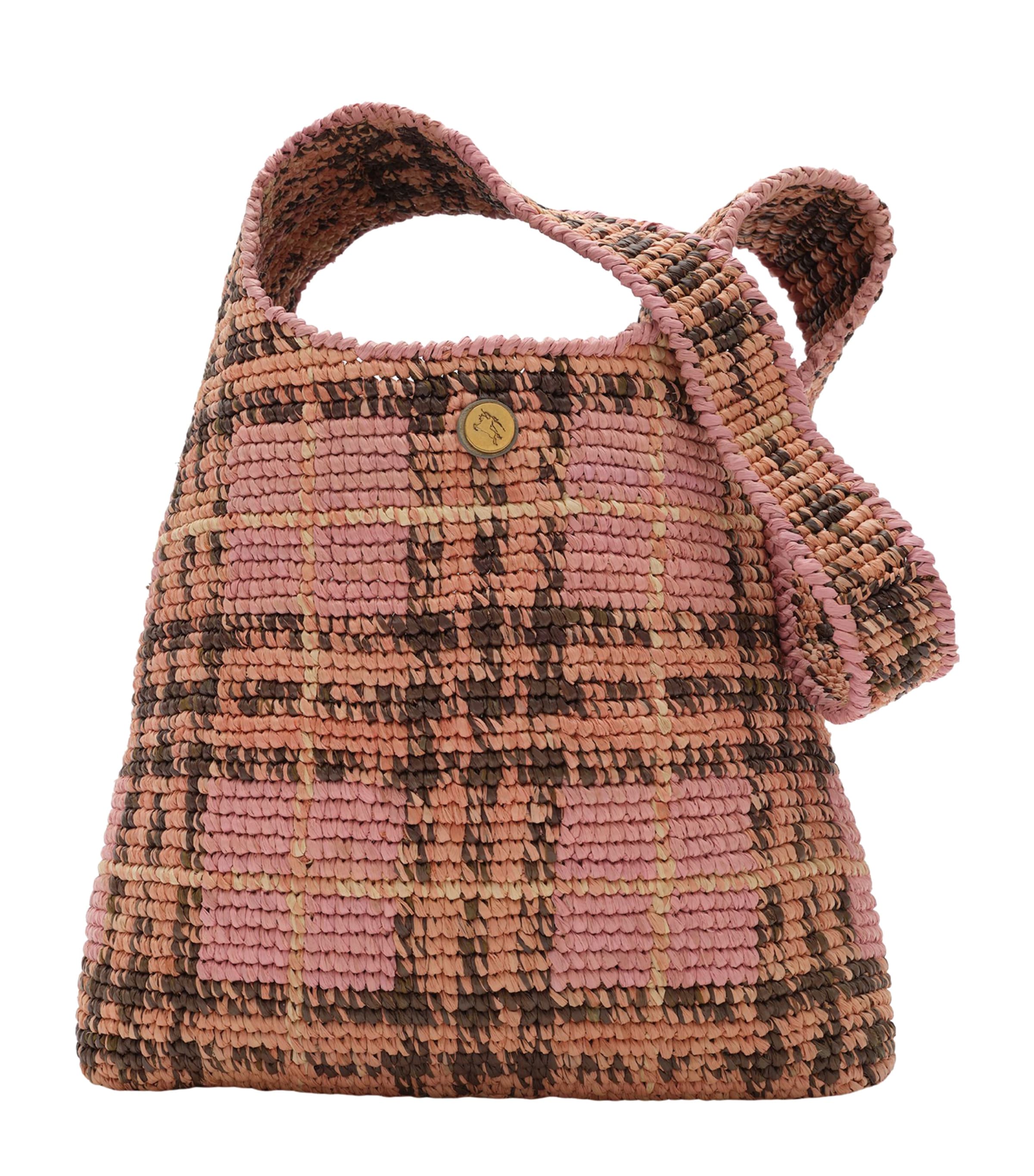 Burberry Raffia Margate Shoulder Bag Pink