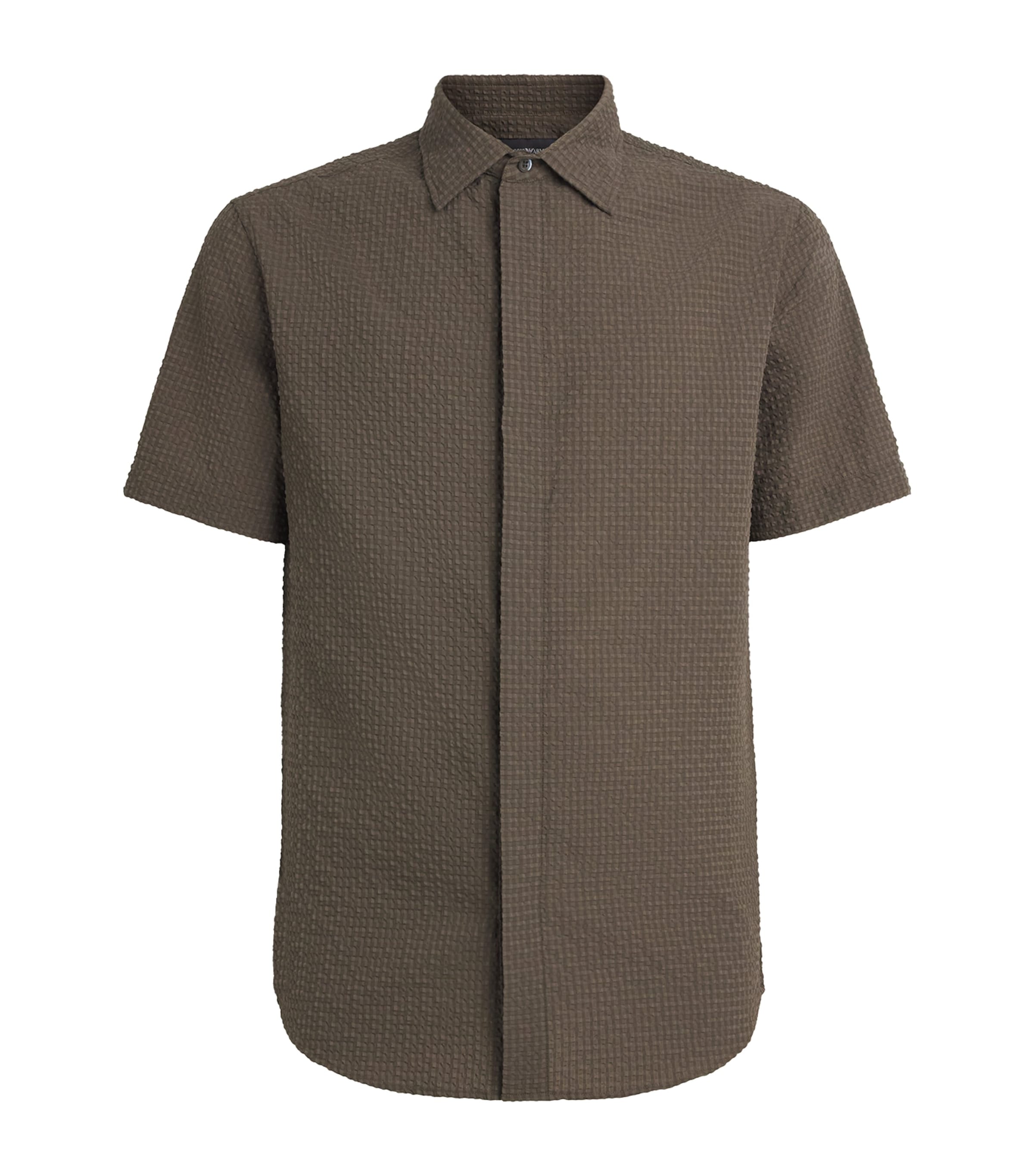 Emporio Armani Mens Seersucker Short-Sleeve Shirt