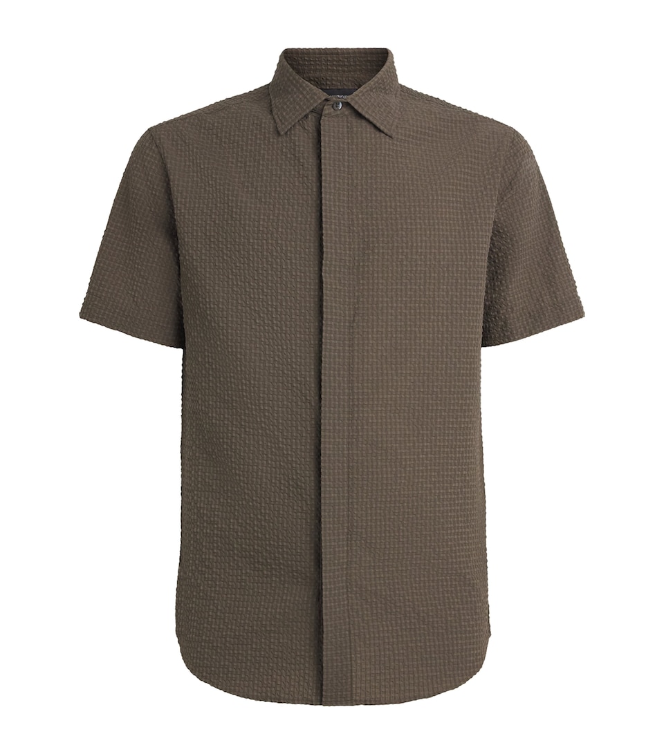 Emporio Armani Mens Seersucker Short-Sleeve Shirt