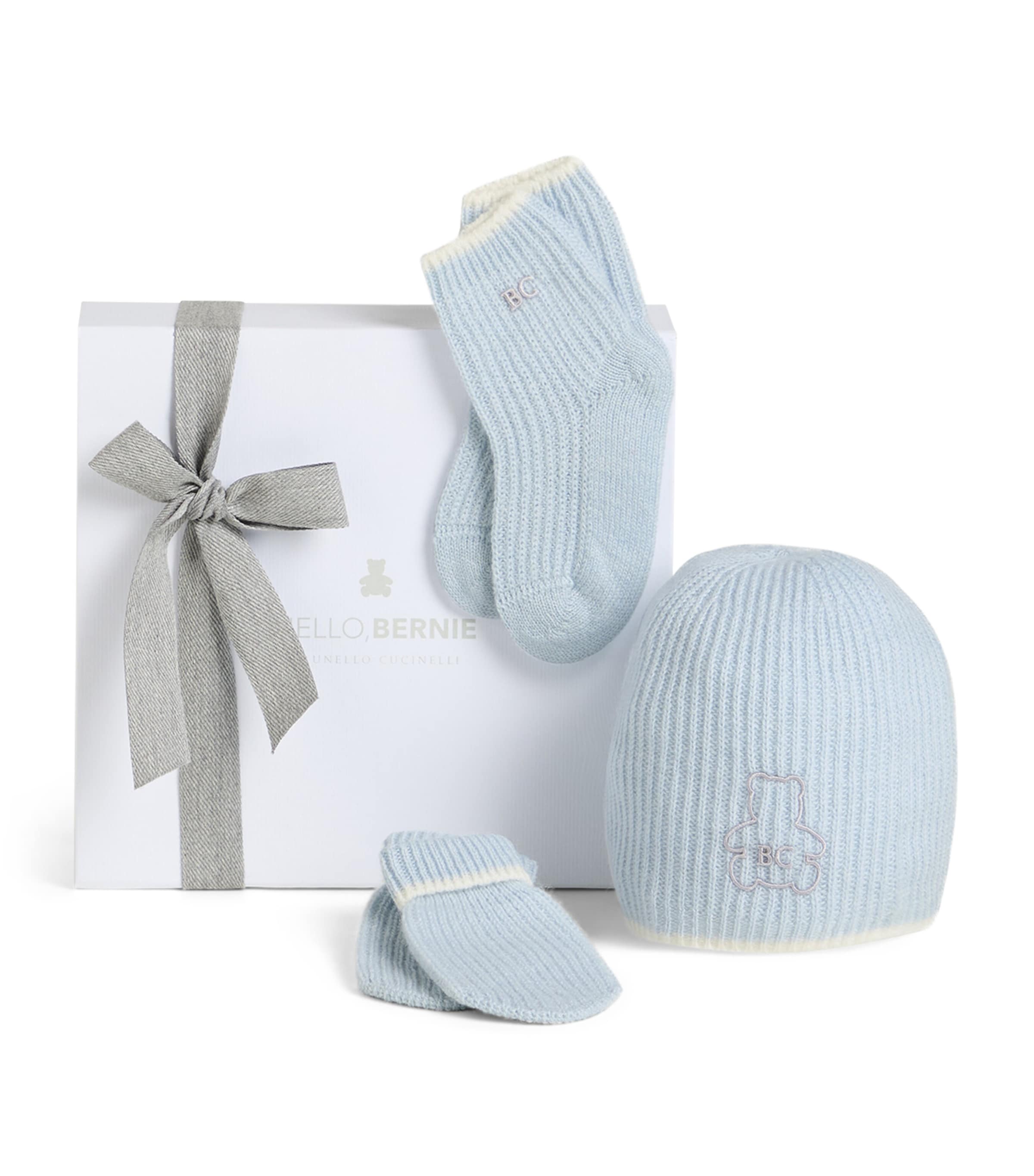 Cashmere Rib Beanie, Mittens and Socks Set