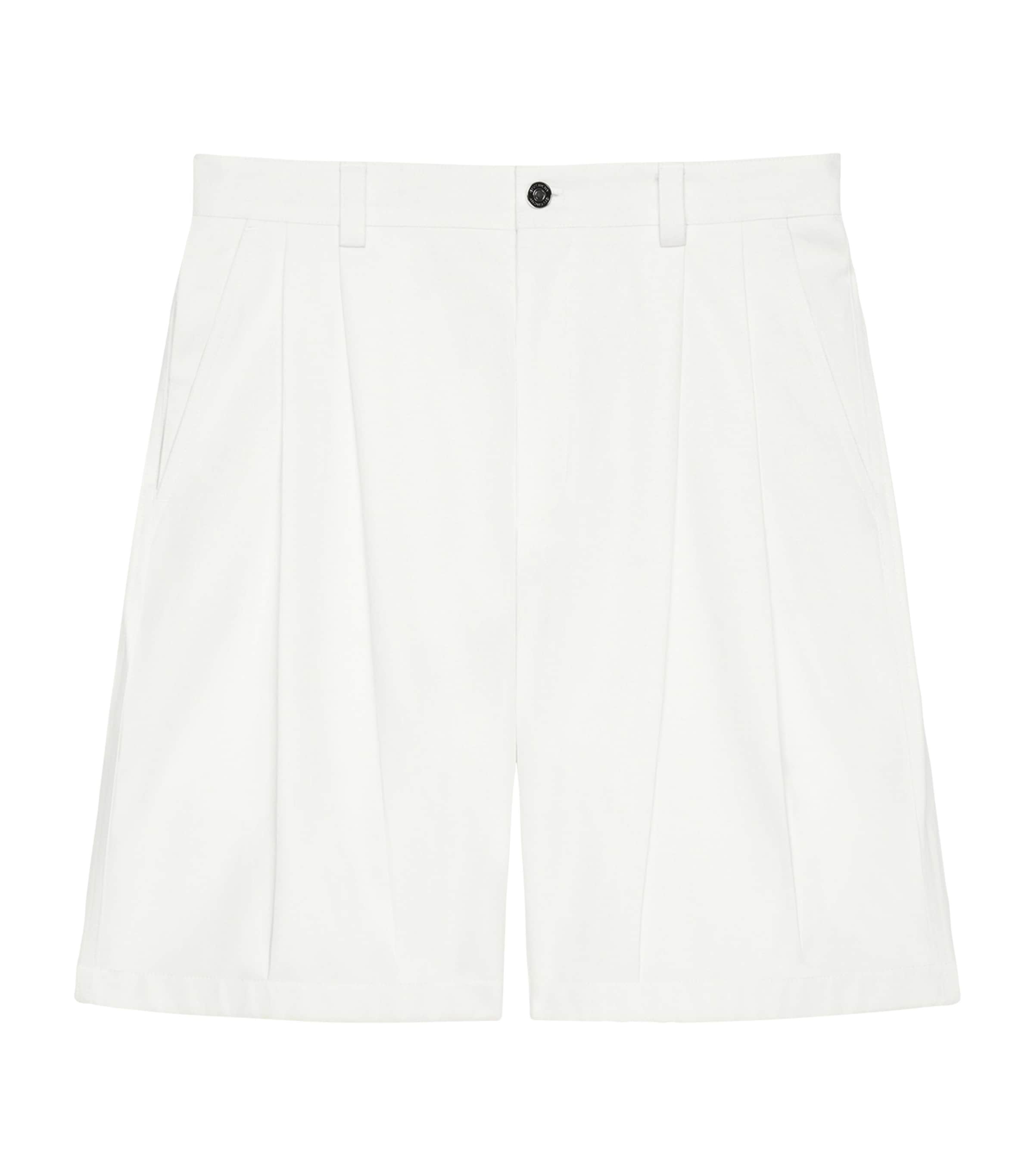 Givenchy Mens Cotton Pleated Shorts Ivory
