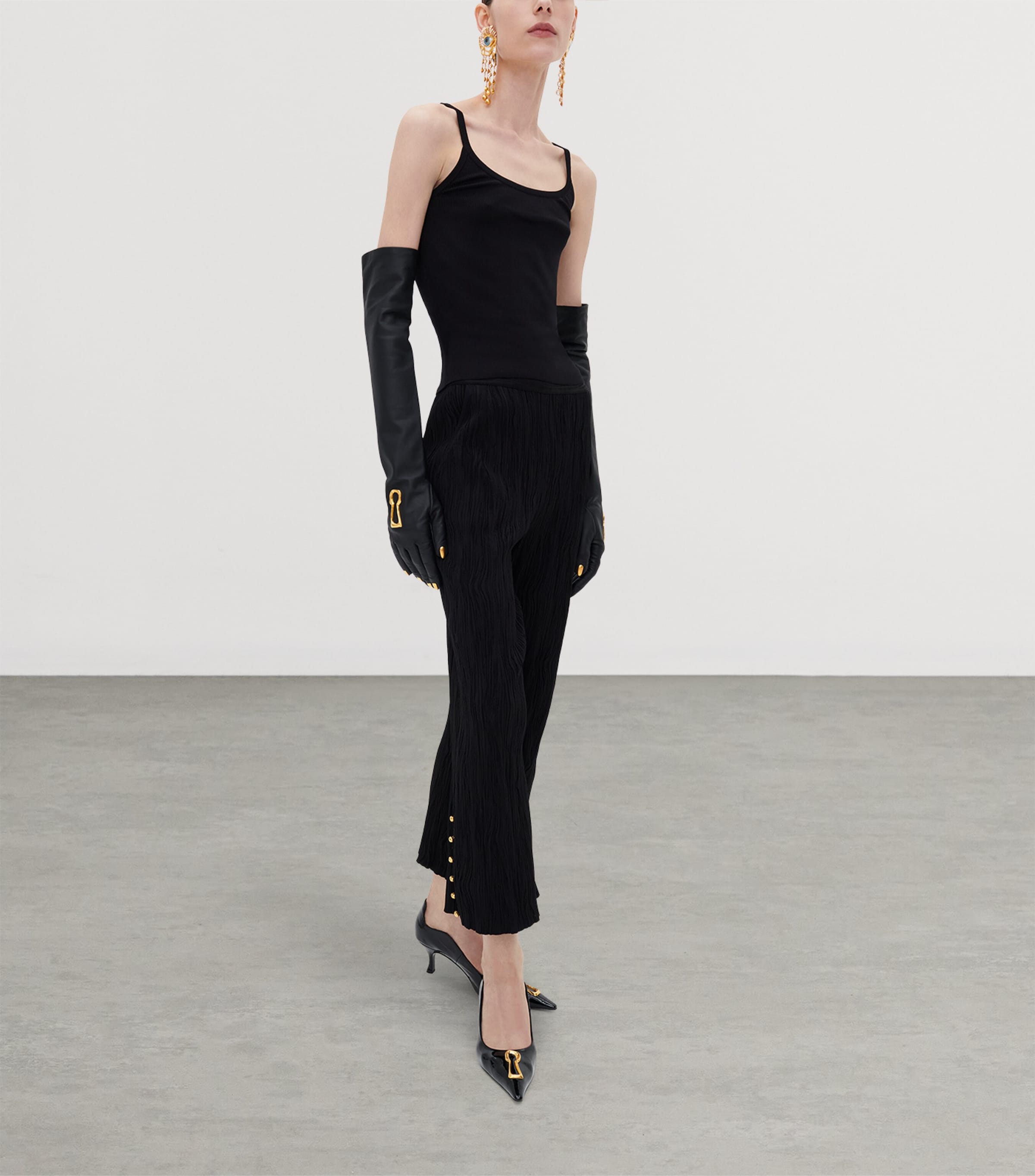 Schiaparelli Long Lambskin Trompe-L’œil Gloves Black