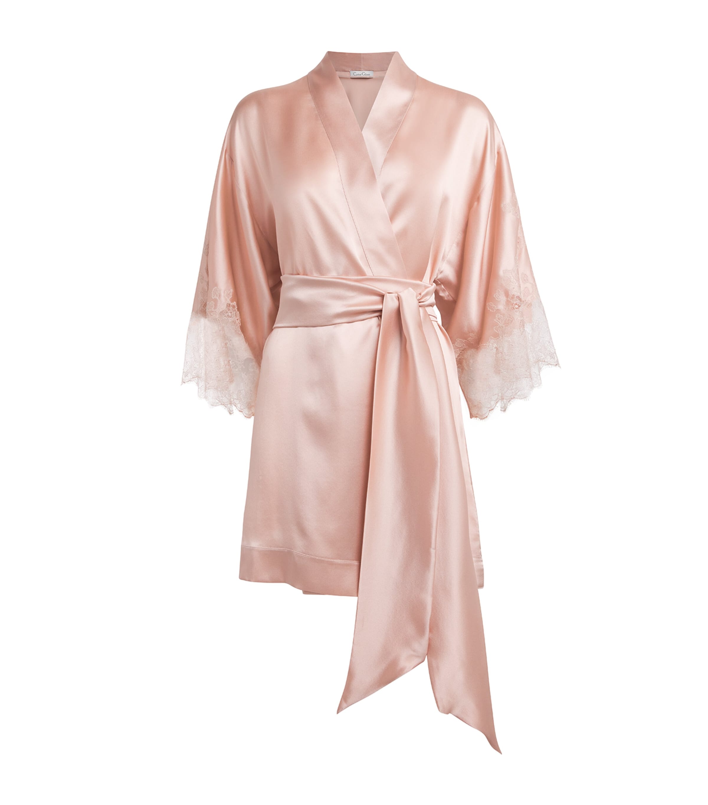 Carine Gilson Womens Silk Lace-Trim Louise Robe Freesia / Rosa
