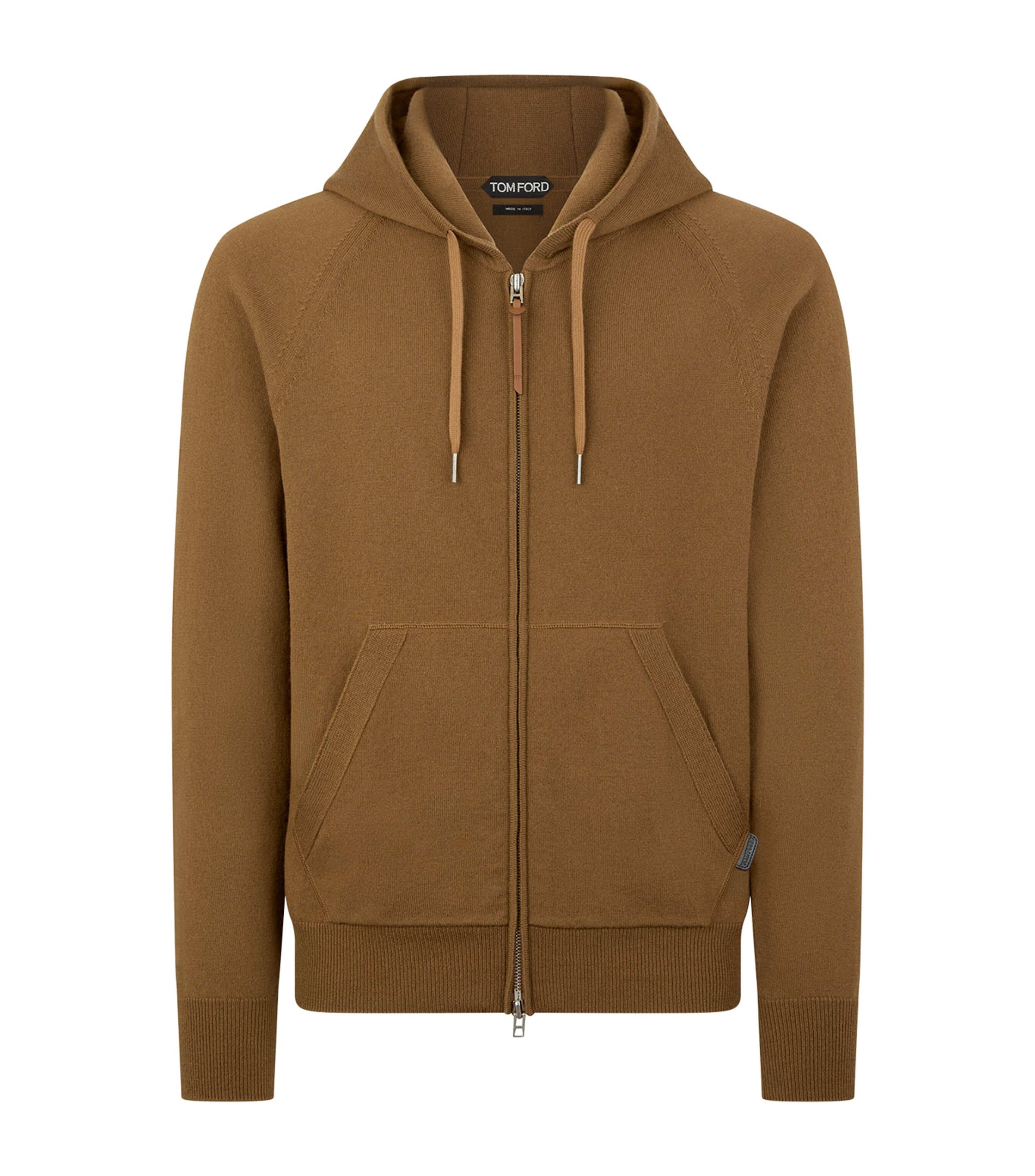 Cashmere-Wool Leather-Trim Hoodie