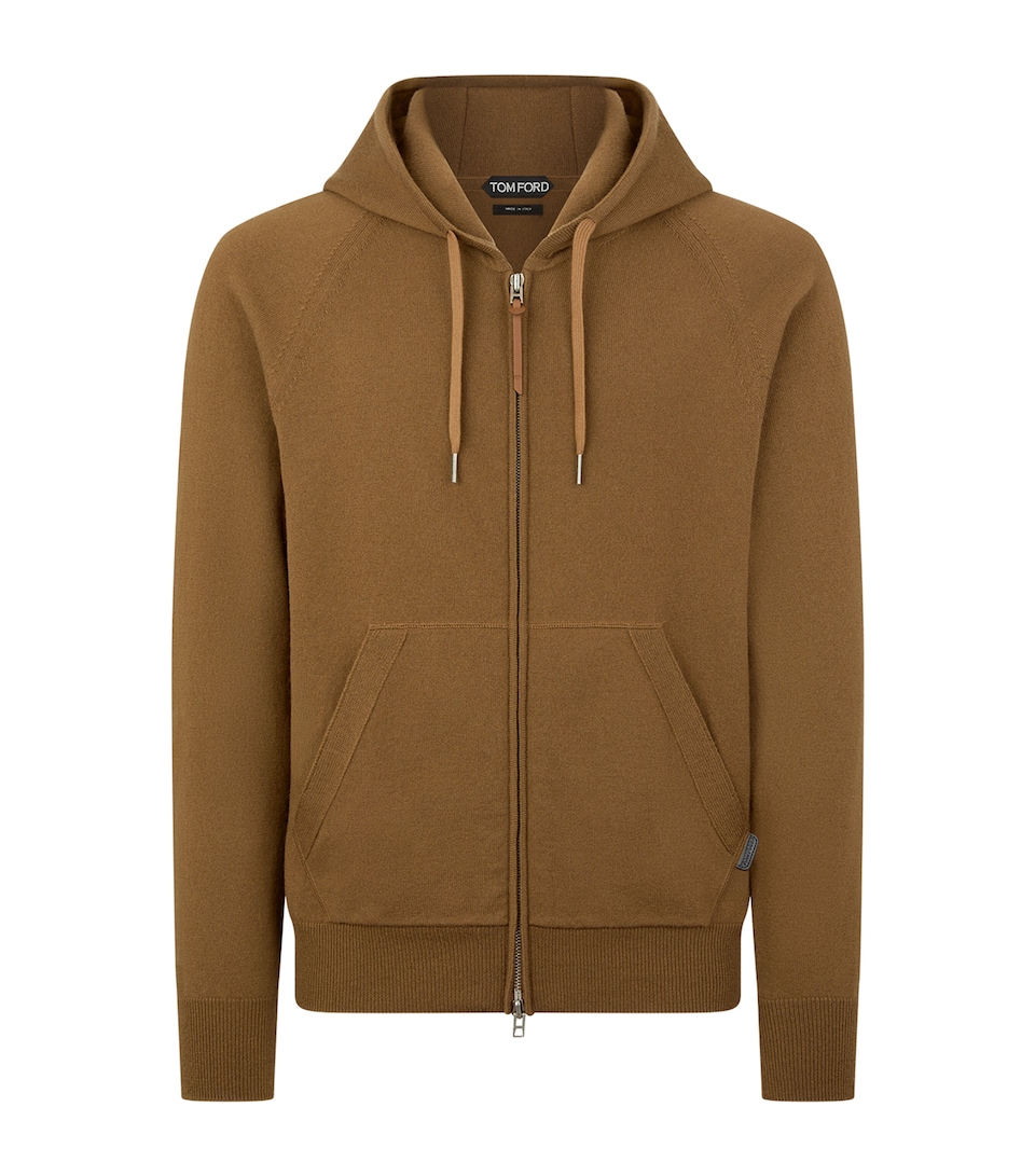 Cashmere-Wool Leather-Trim Hoodie