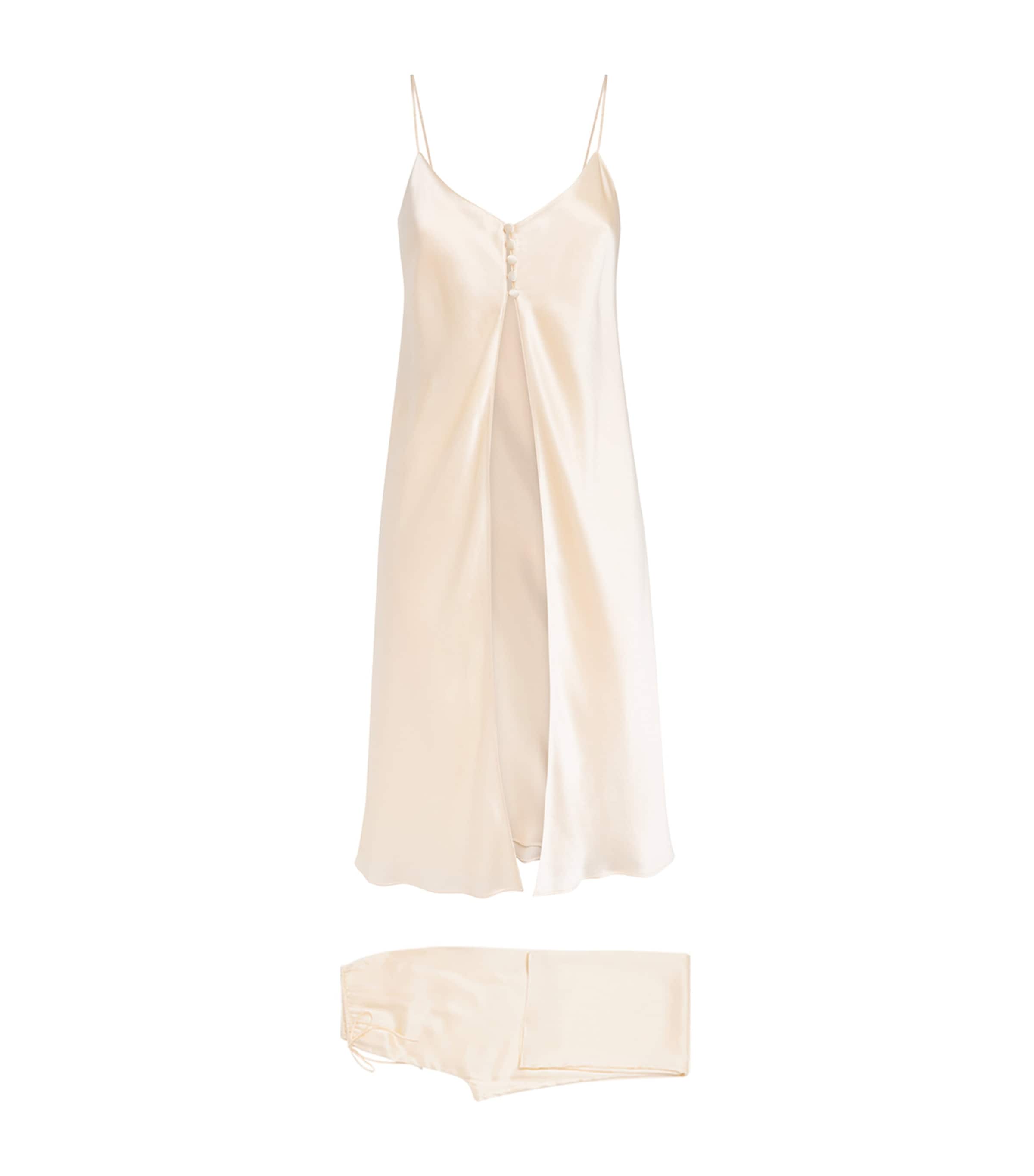 Olivia von Halle Womens Silk Elvira Pyjama Set Bone
