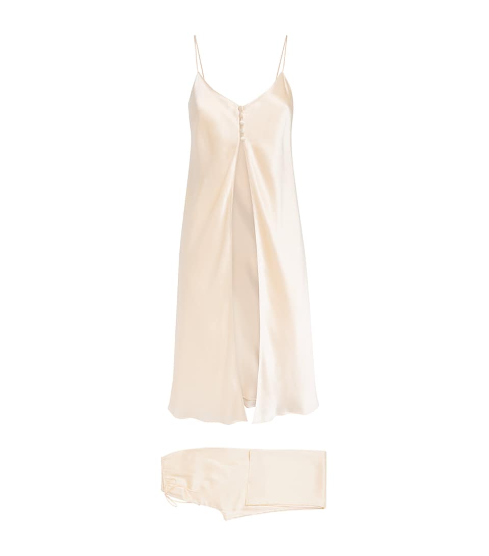 Olivia von Halle Womens Silk Elvira Pyjama Set Bone