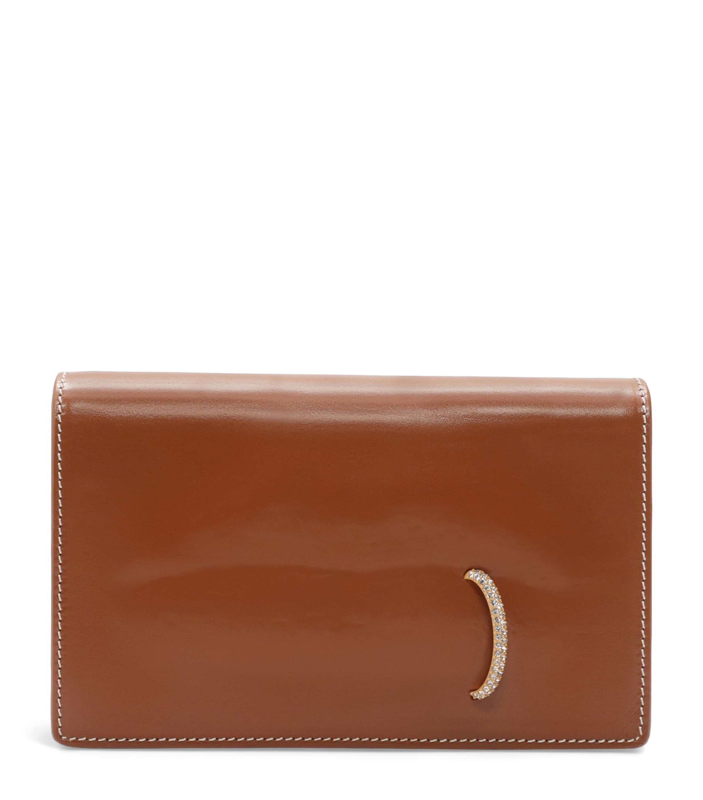 Leather Moulded Mouth Clutch Bag