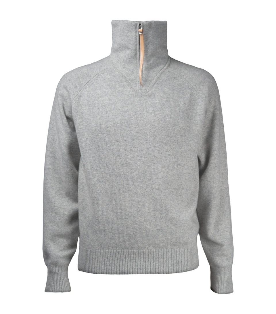Alan Scott Mens Cashmere Quarter-Zip Sweater Silver