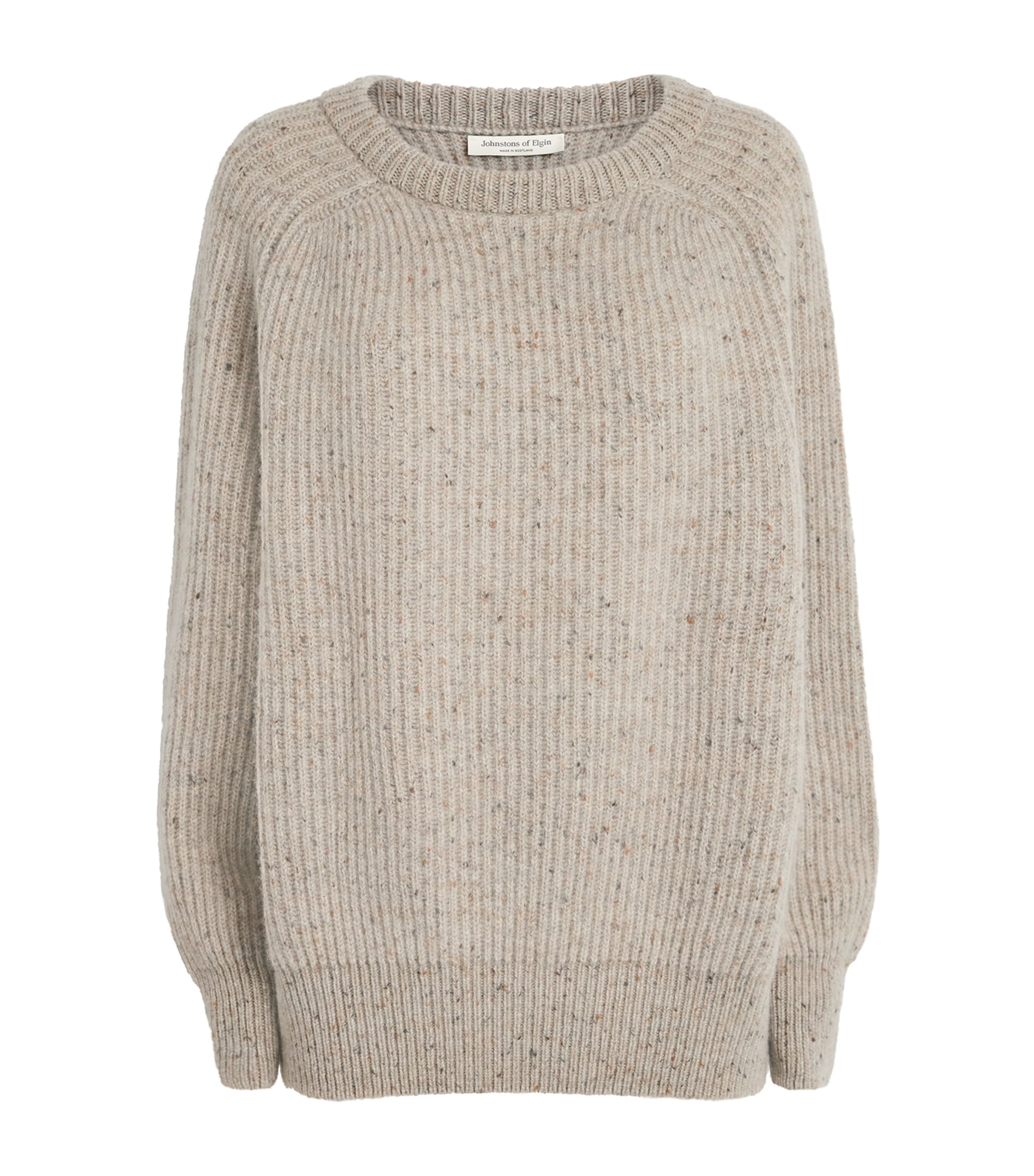 Johnstons Of Elgin Womens Donegal Cashmere Ribbed Norah Sweater Islander Dngl